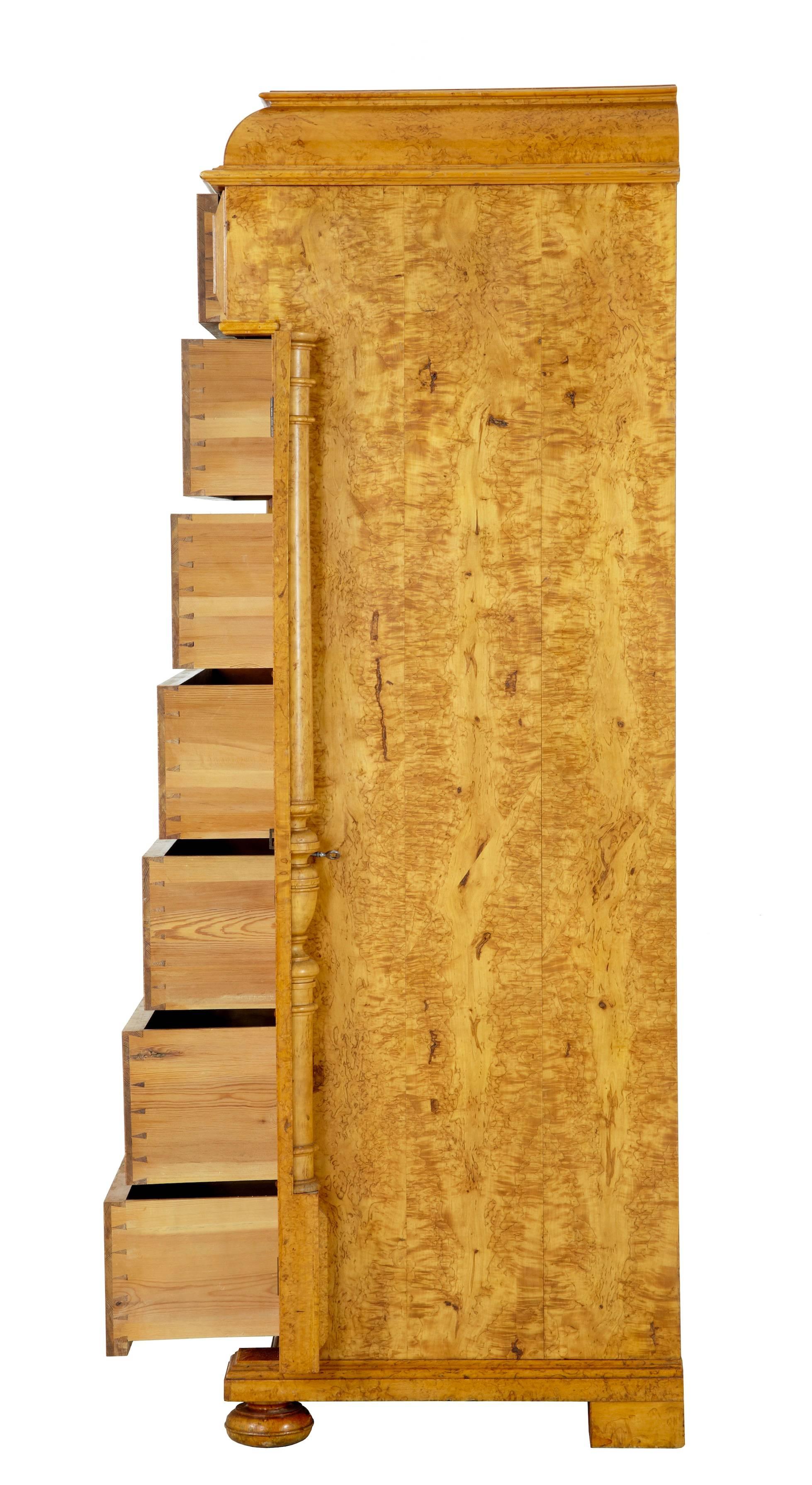 Swedish 19th Century Burr Birch Wellington Chest