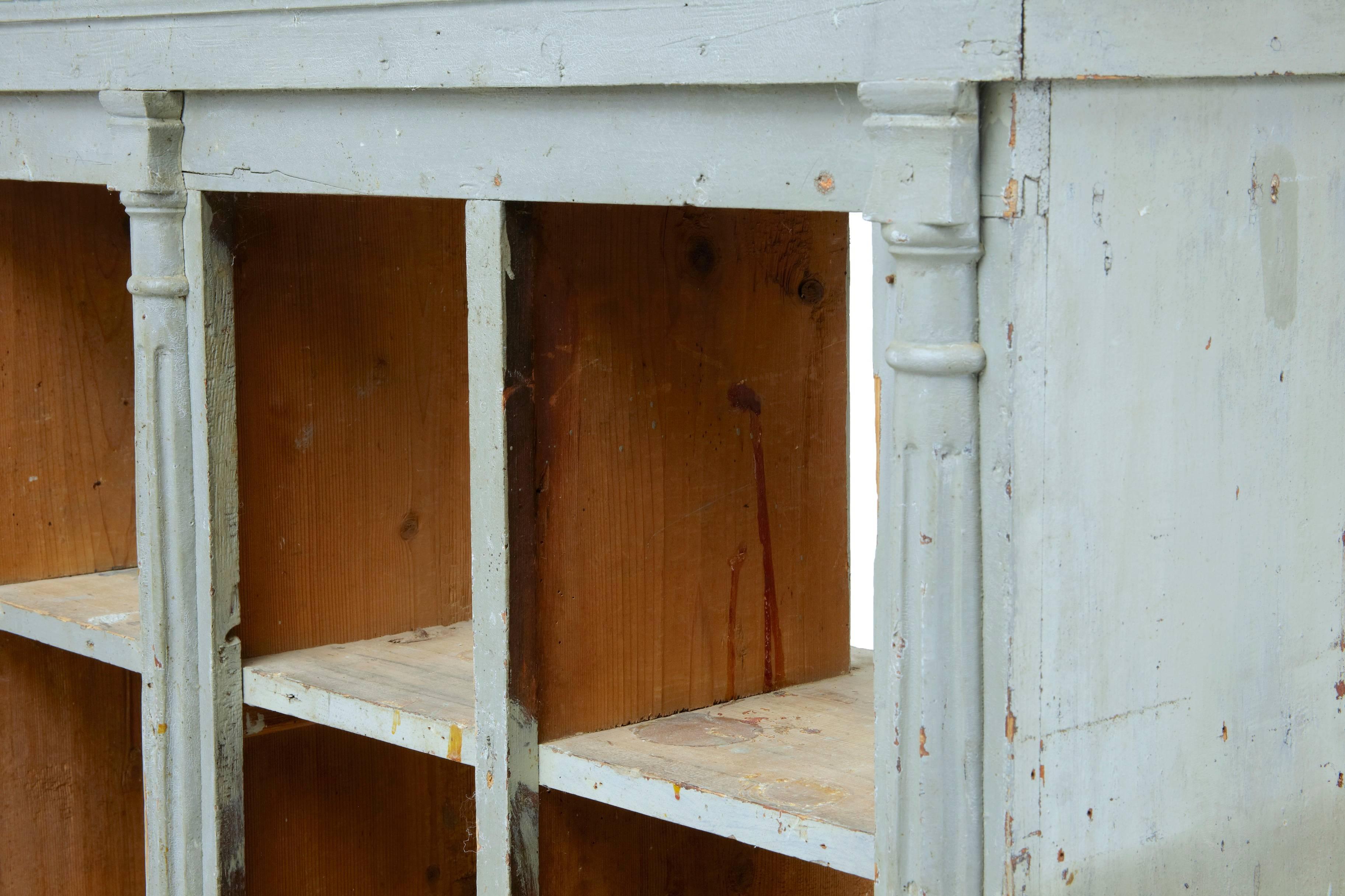 European 19th Century Architectural Painted Pine Shelving Cabinet