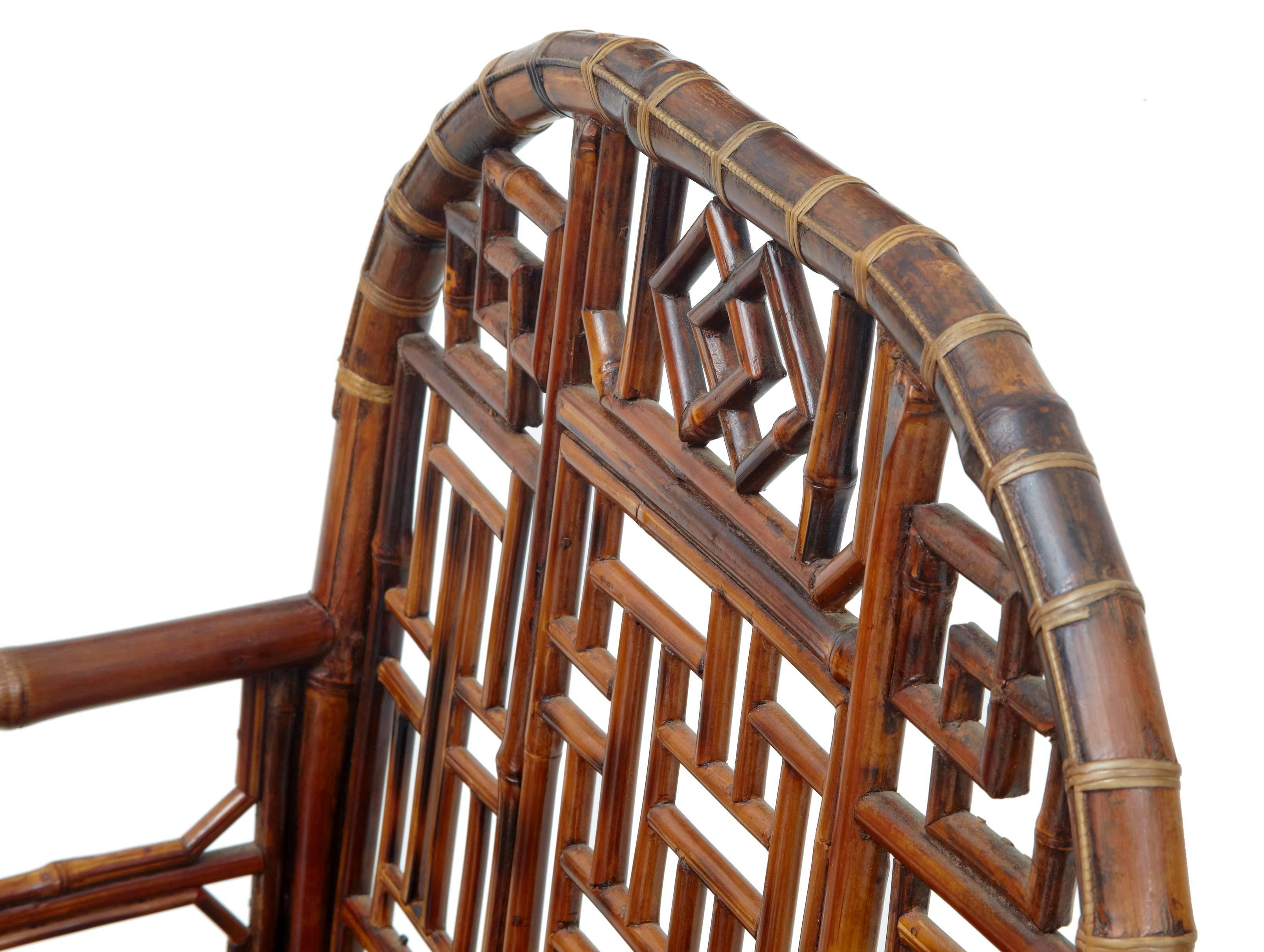 Pair of Chinese 19th Century Bamboo Armchairs 1