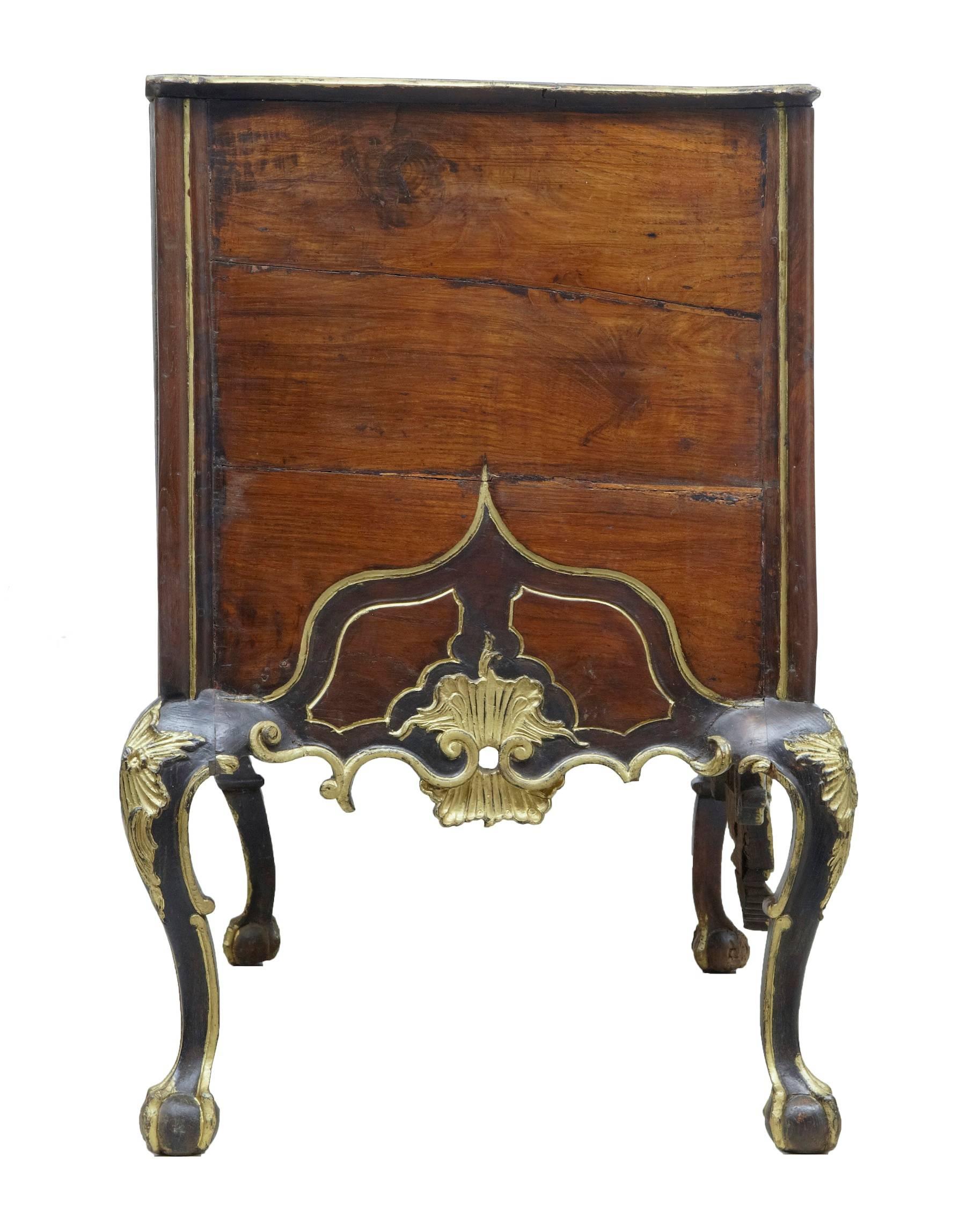 18th Century Portugese Carved Walnut and Gilt Commode 1