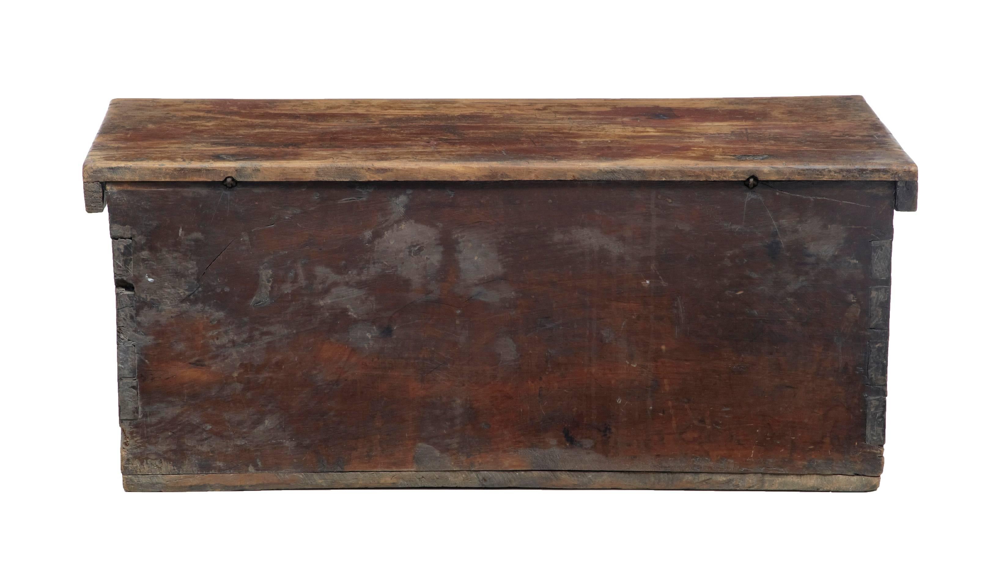 Swedish Early 18th Century Continental Fruitwood Marriage Chest Coffer