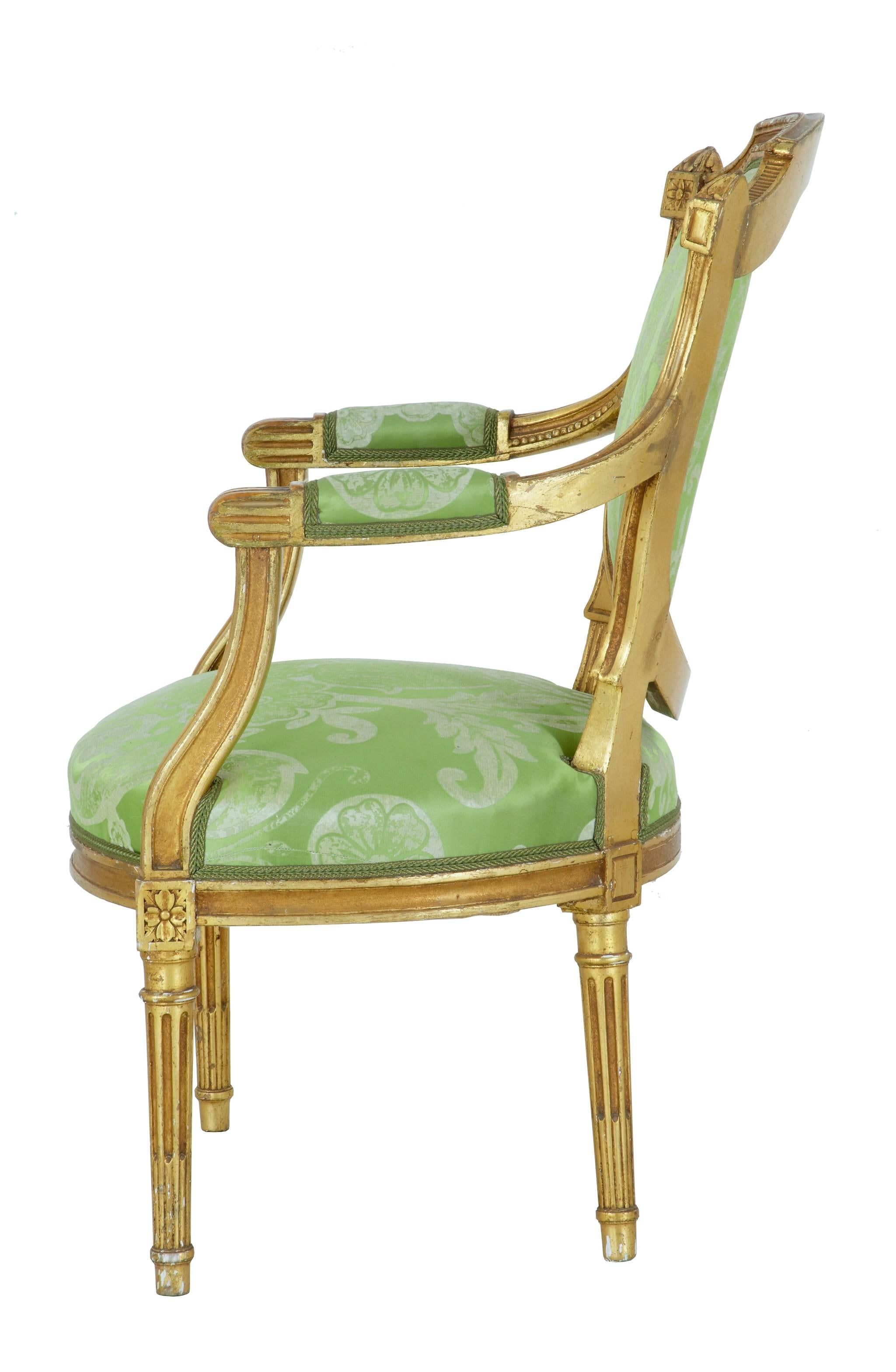 Victorian Set of Six 19th Century Gilt Armchairs