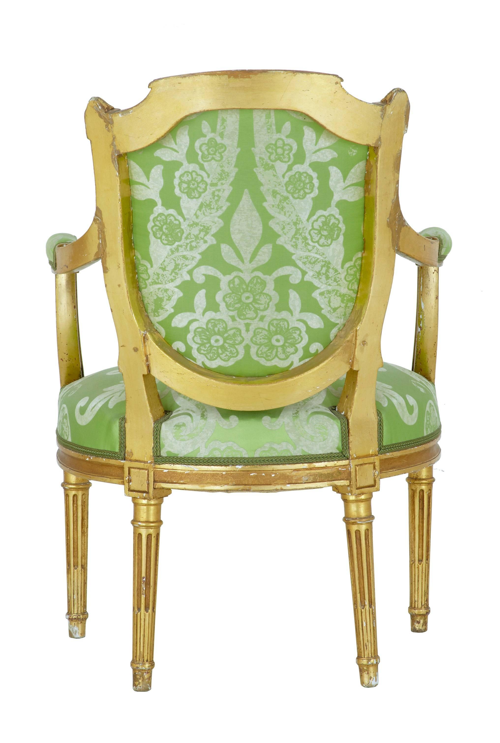 European Set of Six 19th Century Gilt Armchairs