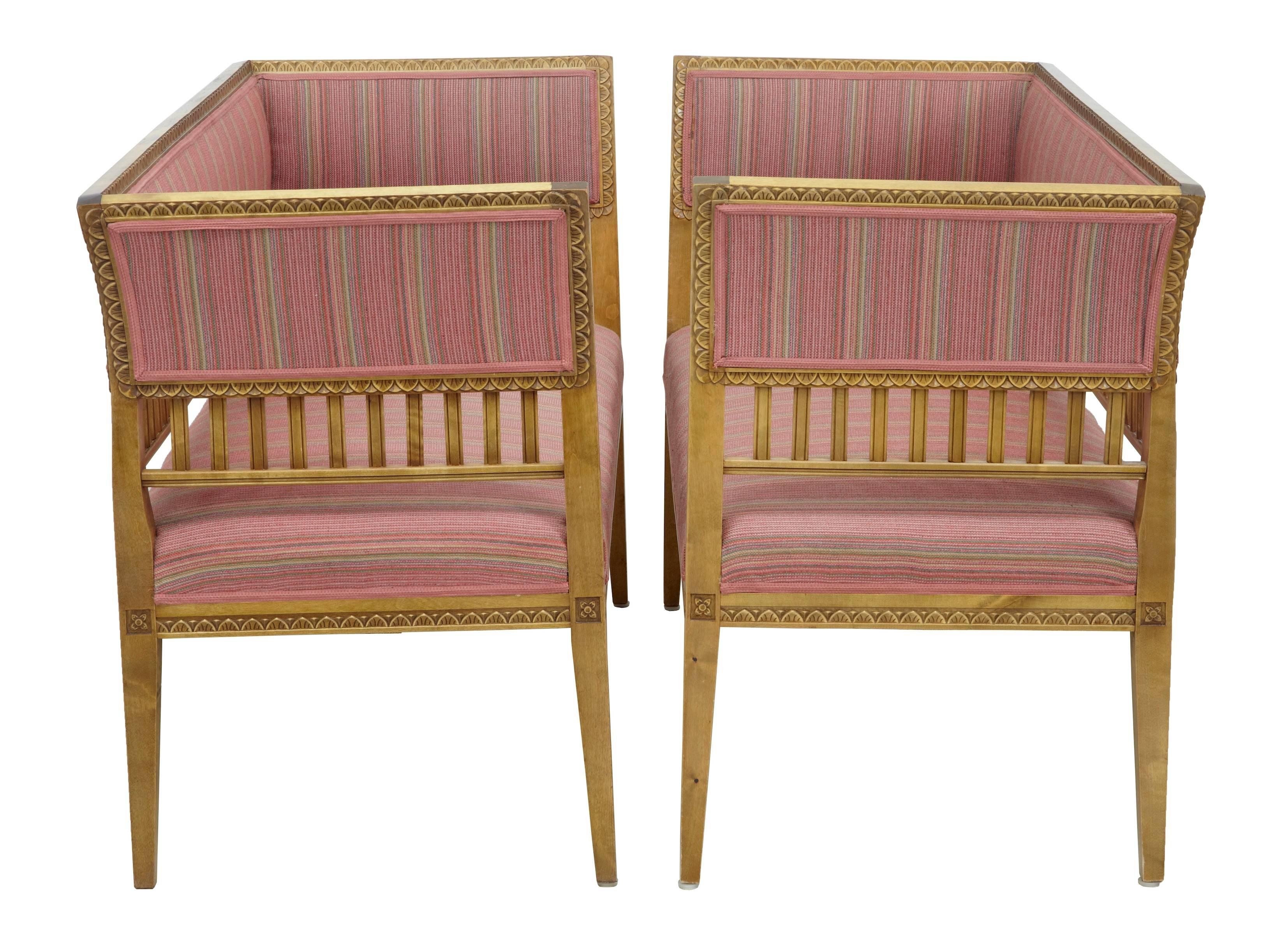 Gustavian Pair of Small Early 20th Century Birch Sofas