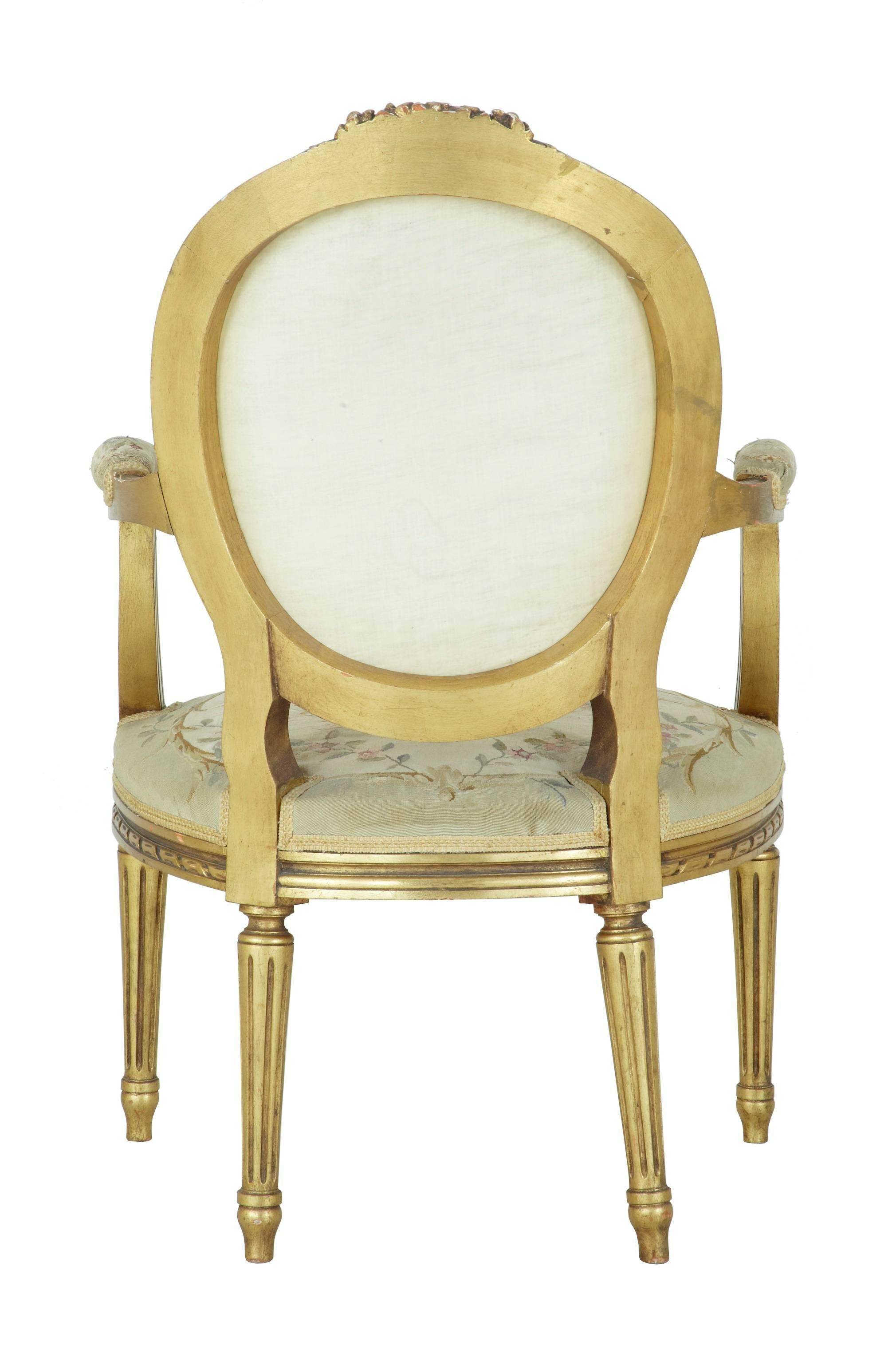 Giltwood 19th Century Five-Piece Carved Wood and Gilt Salon Suite