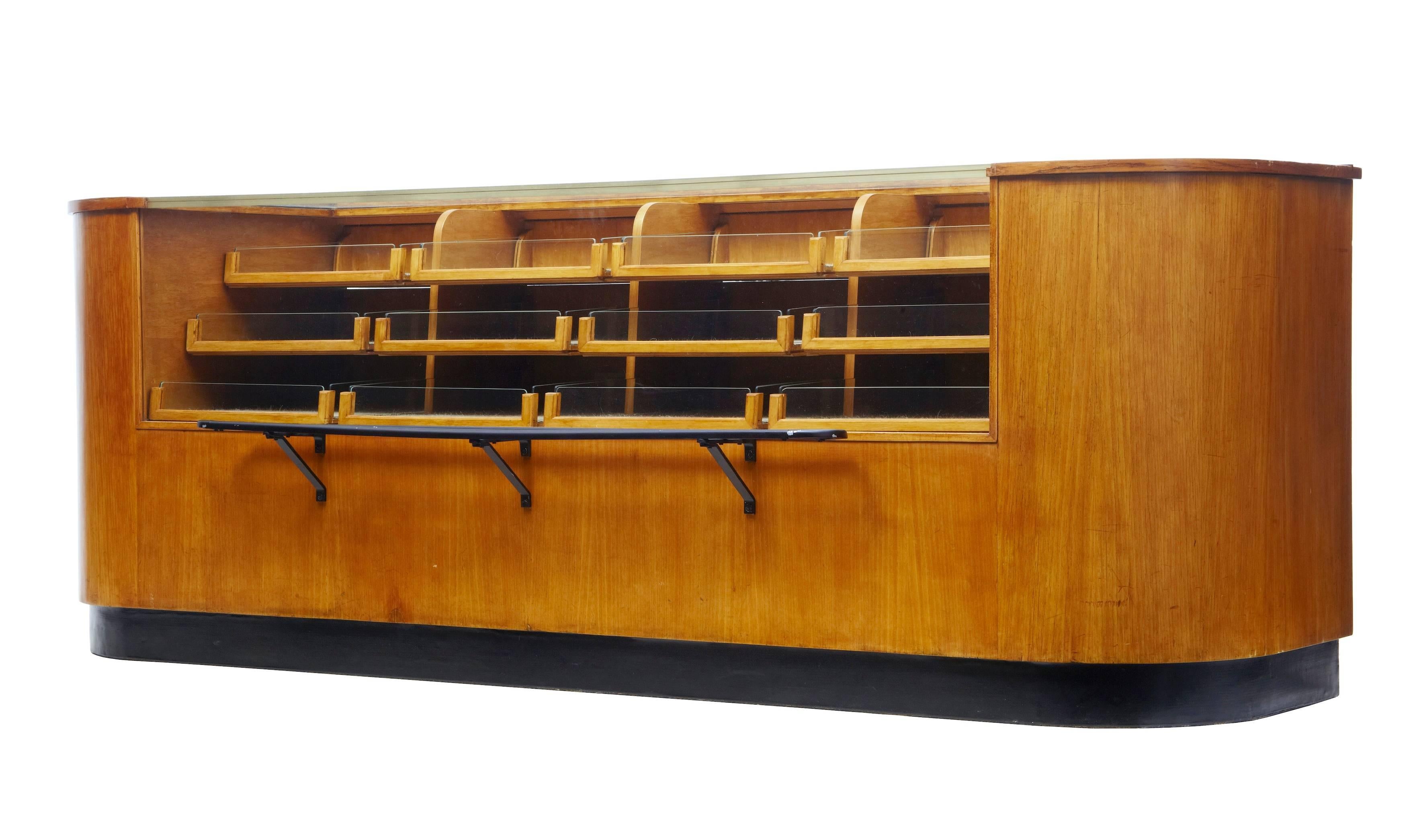 European Rare Art Deco Oak Shop Display Haberdashery Counter