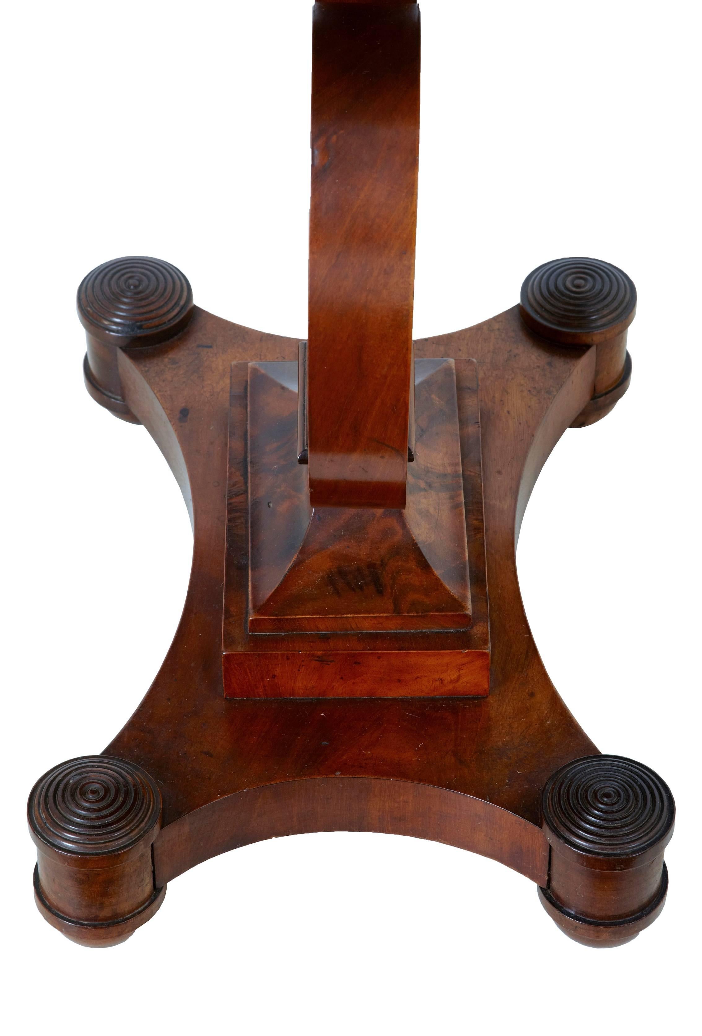 Woodwork 19th Century Flame Mahogany Lyre Form Sewing Table