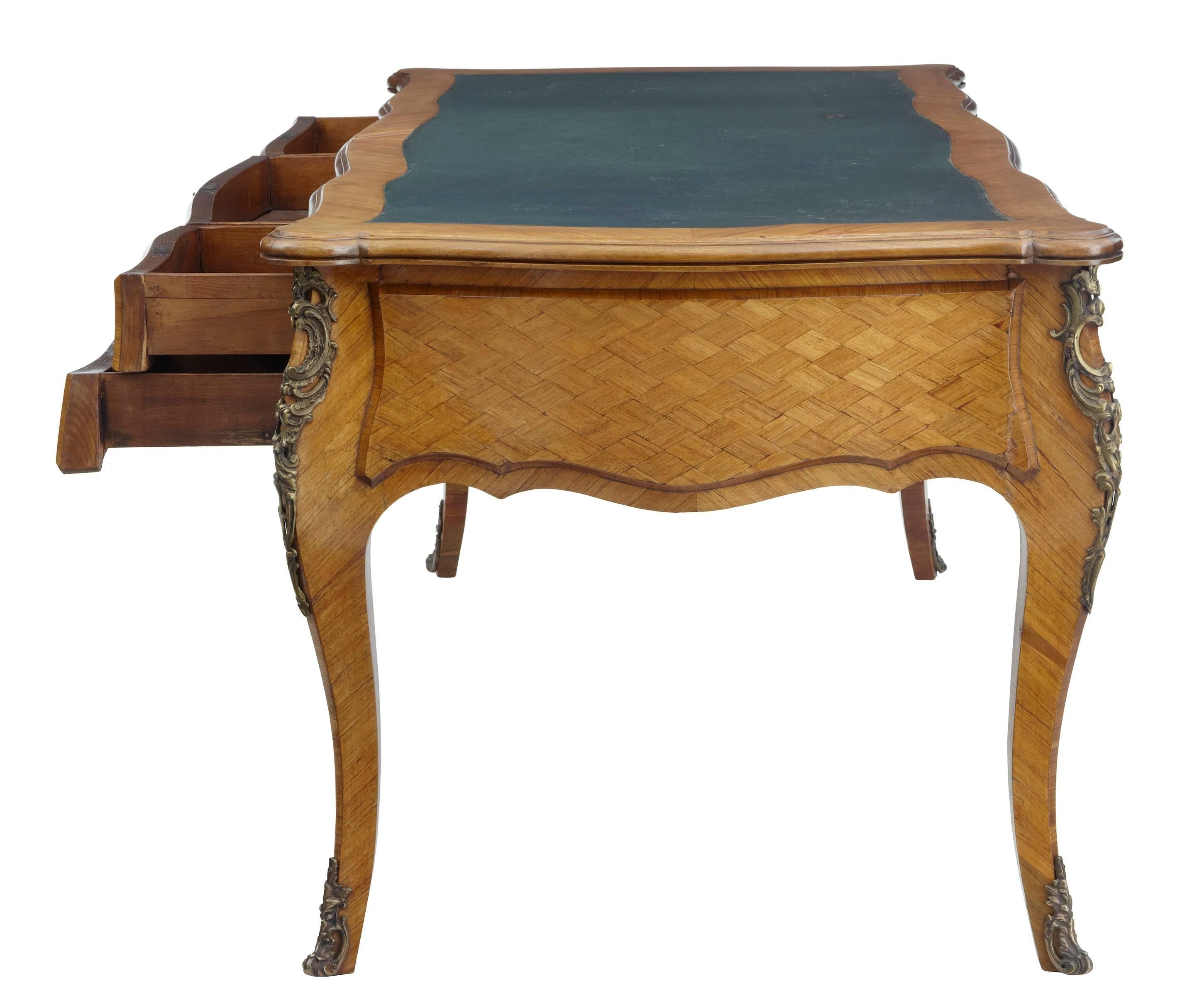 European 19th Century French Kingwood Parquetry Bureau Plat Desk