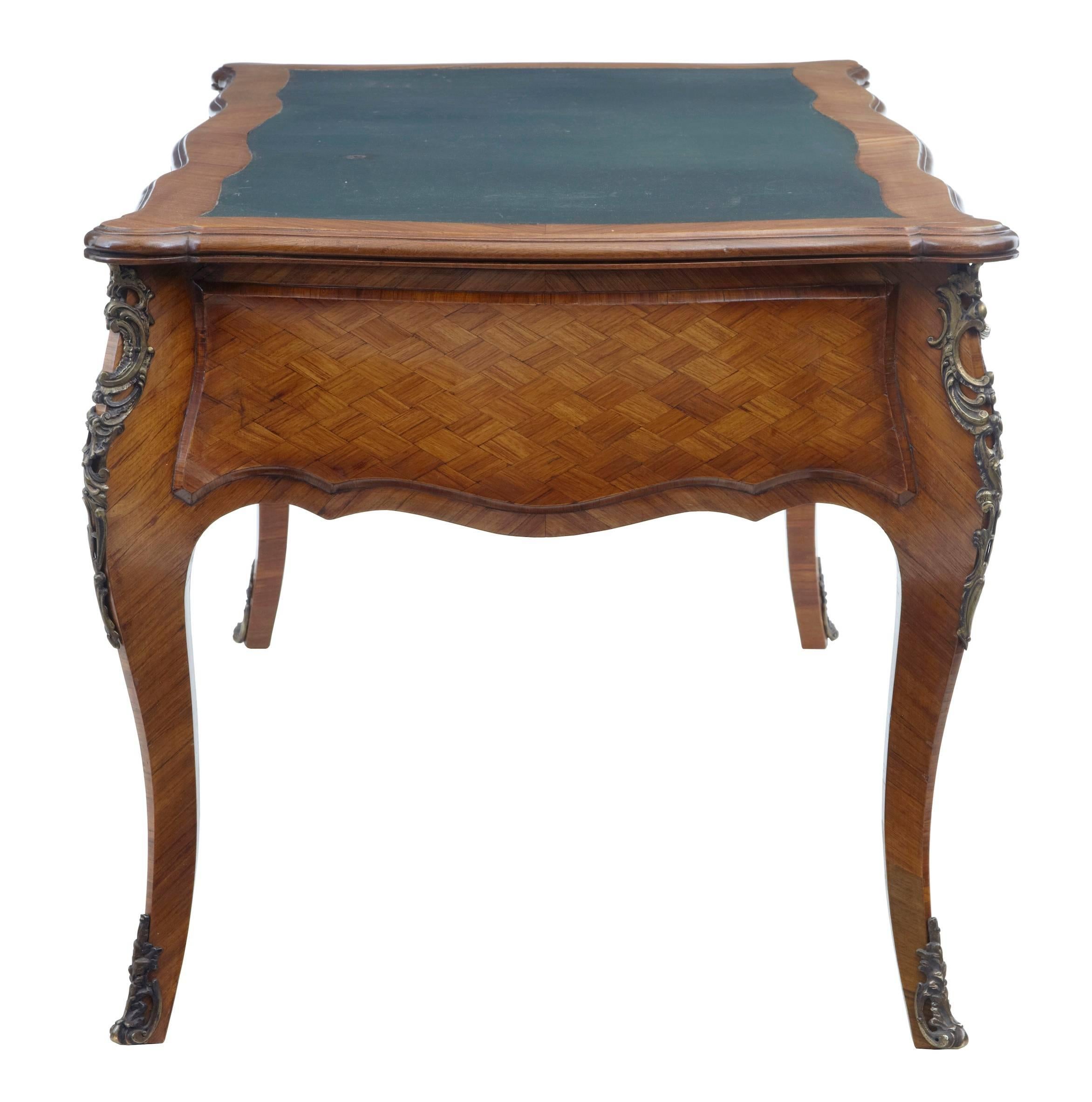 19th Century French Kingwood Parquetry Bureau Plat Desk 1