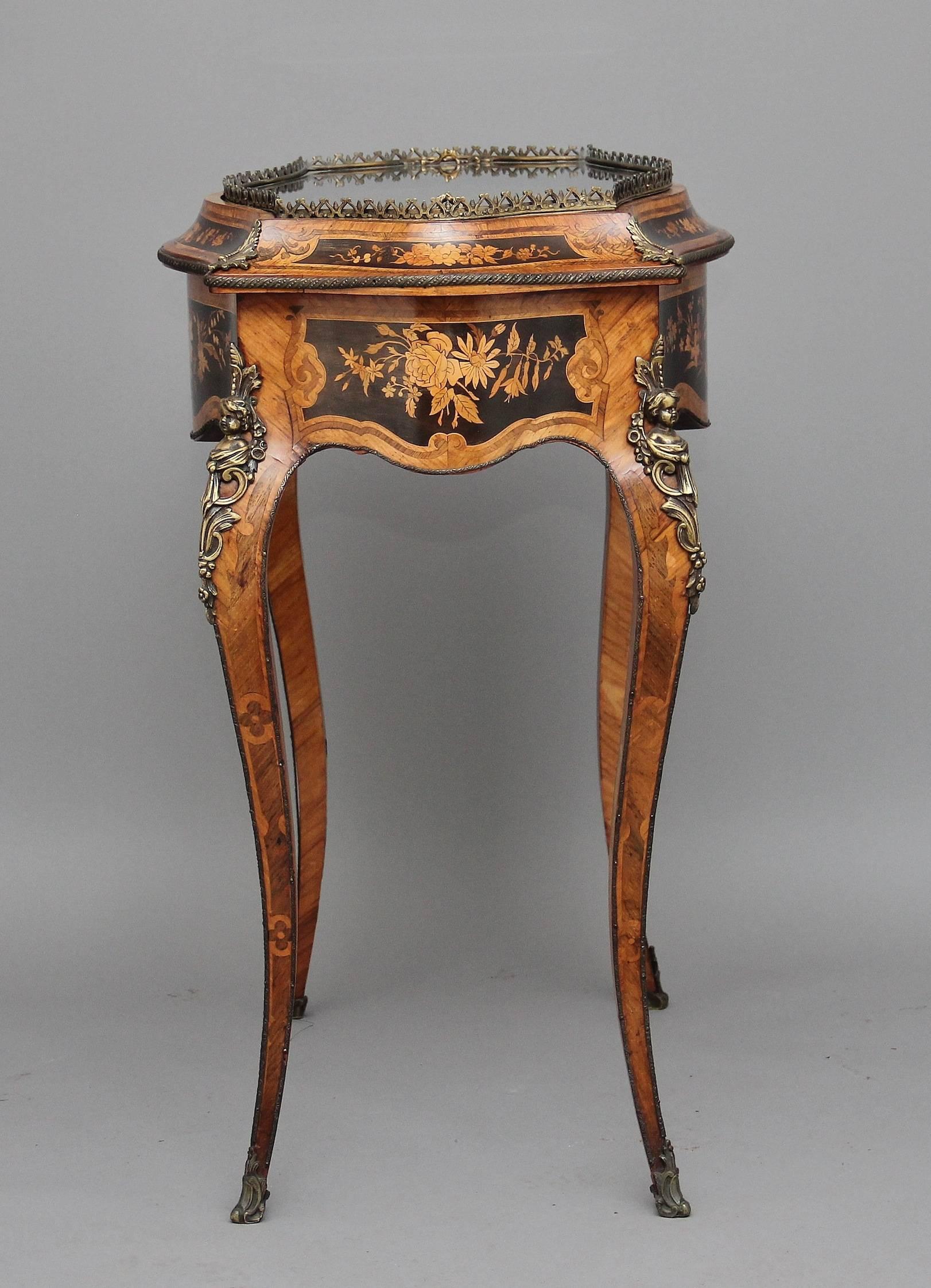 Victorian 19th Century French Inlaid Kingwood Bijouterie Table