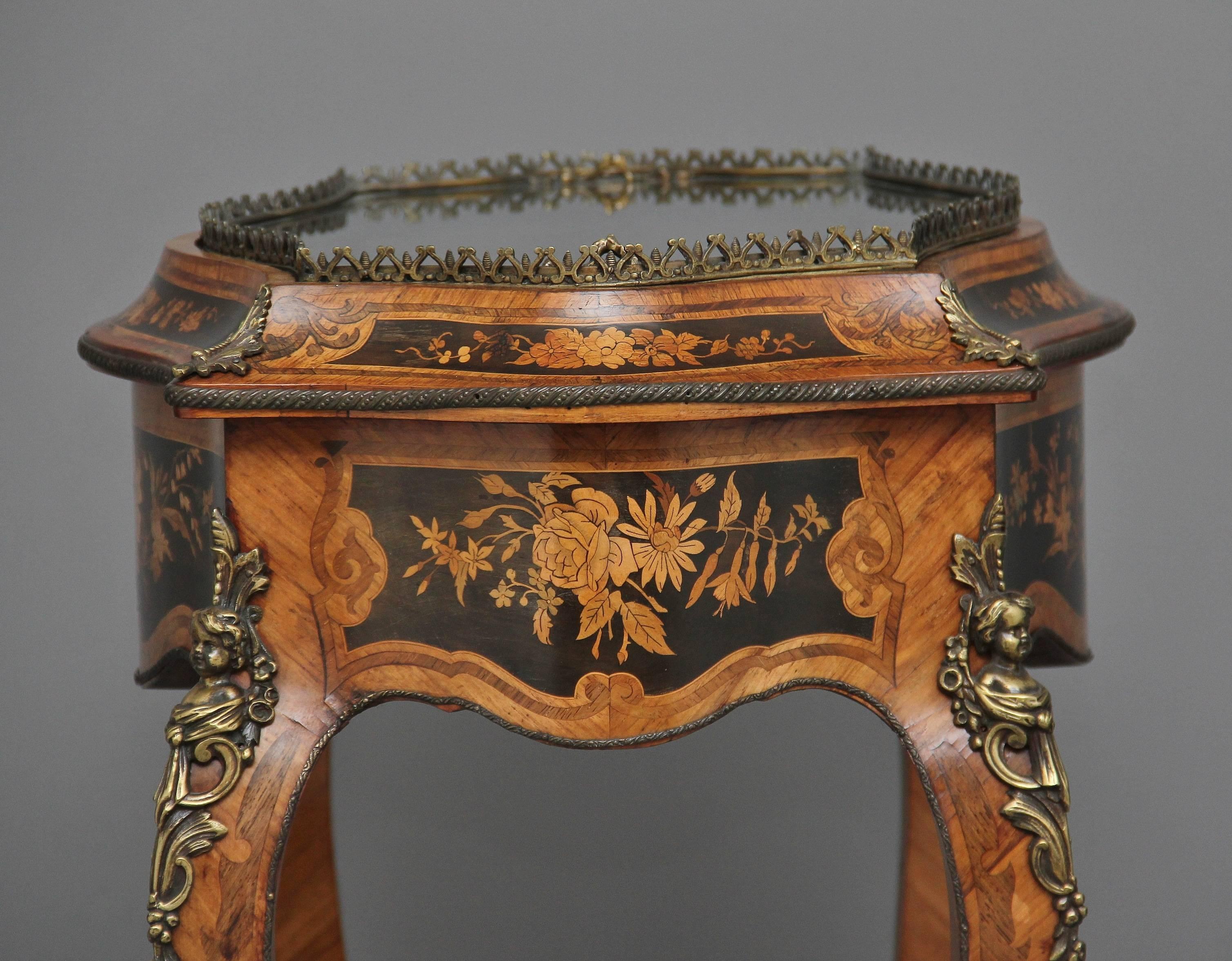 19th Century French Inlaid Kingwood Bijouterie Table 1
