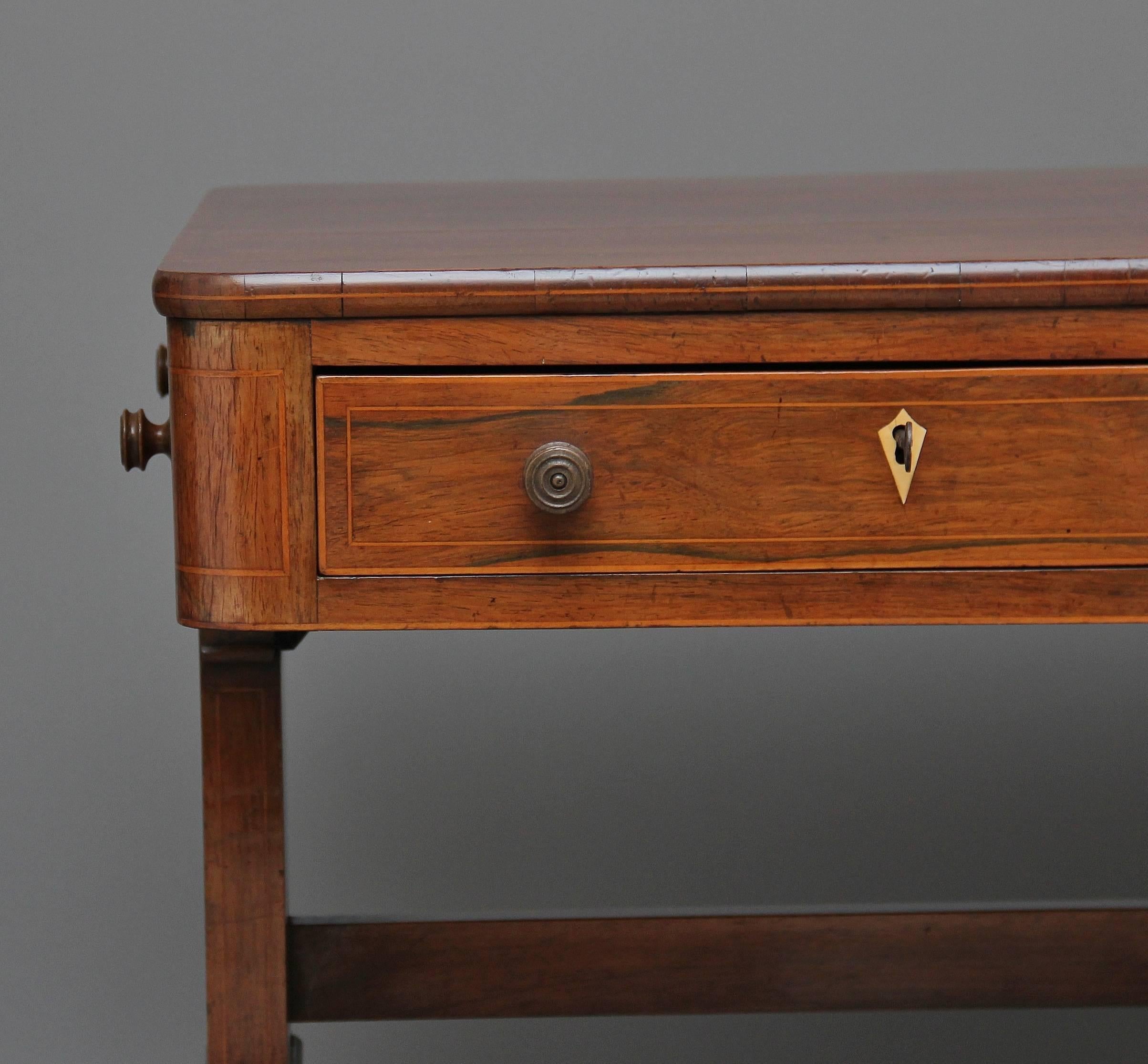 19th Century Regency Inlaid Rosewood Writing Table Desk 1