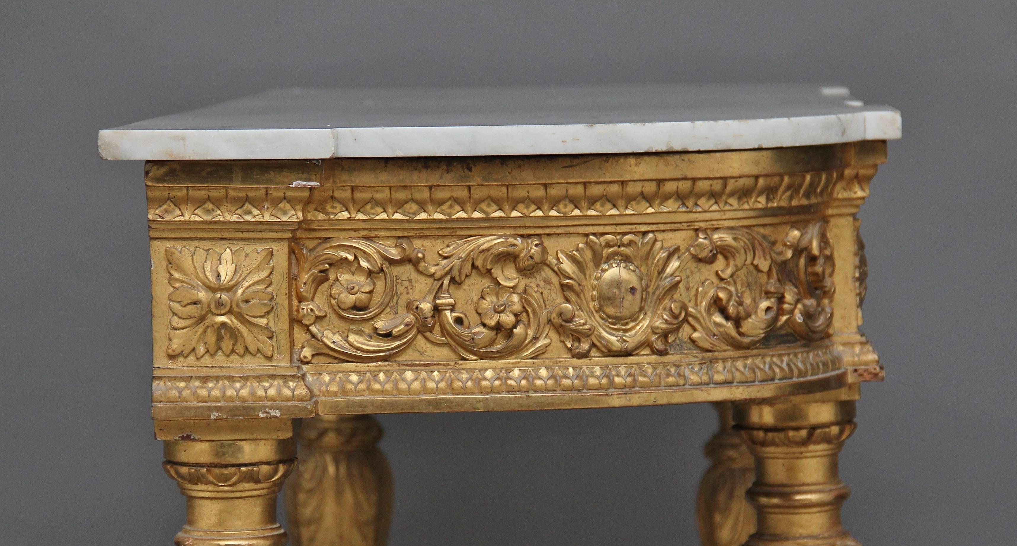 European 19th Century Gilt and Marble-Top Consul Table