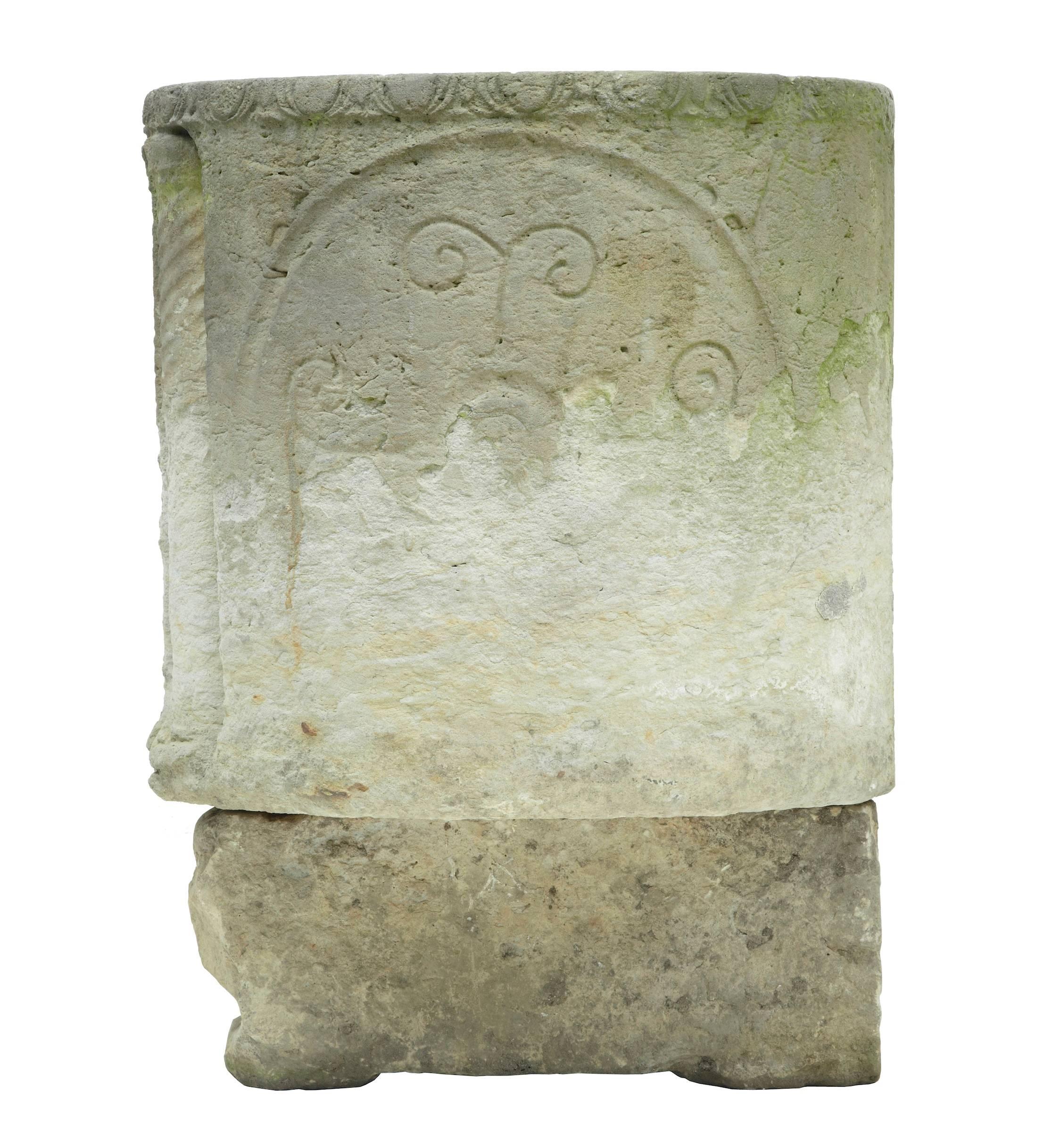 Carved Unique Anglo Roman Limestone Sarcophagus