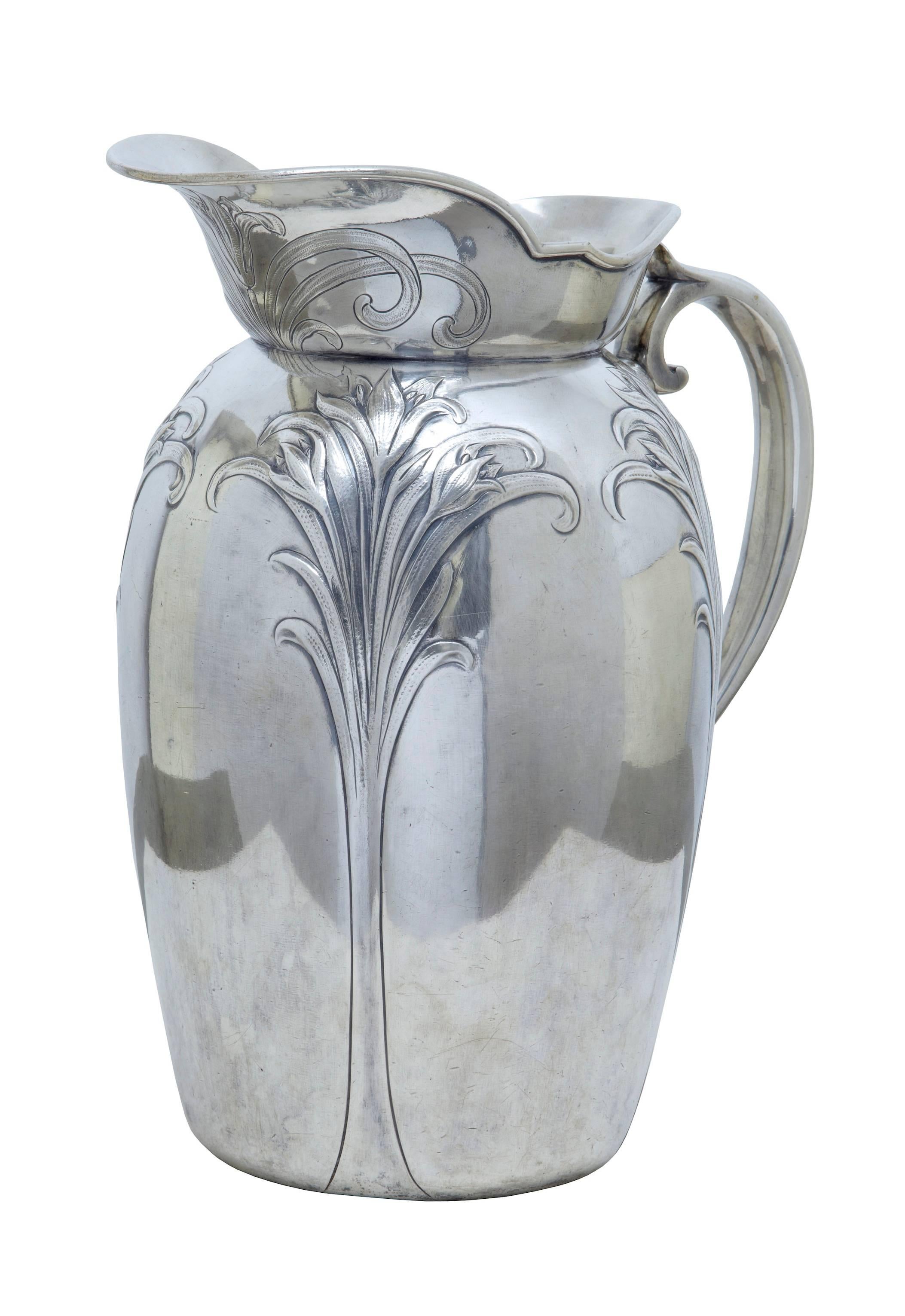 Metalwork Late 19th Century Art Nouveau Silver Plate Jug and Bowl by Christofle