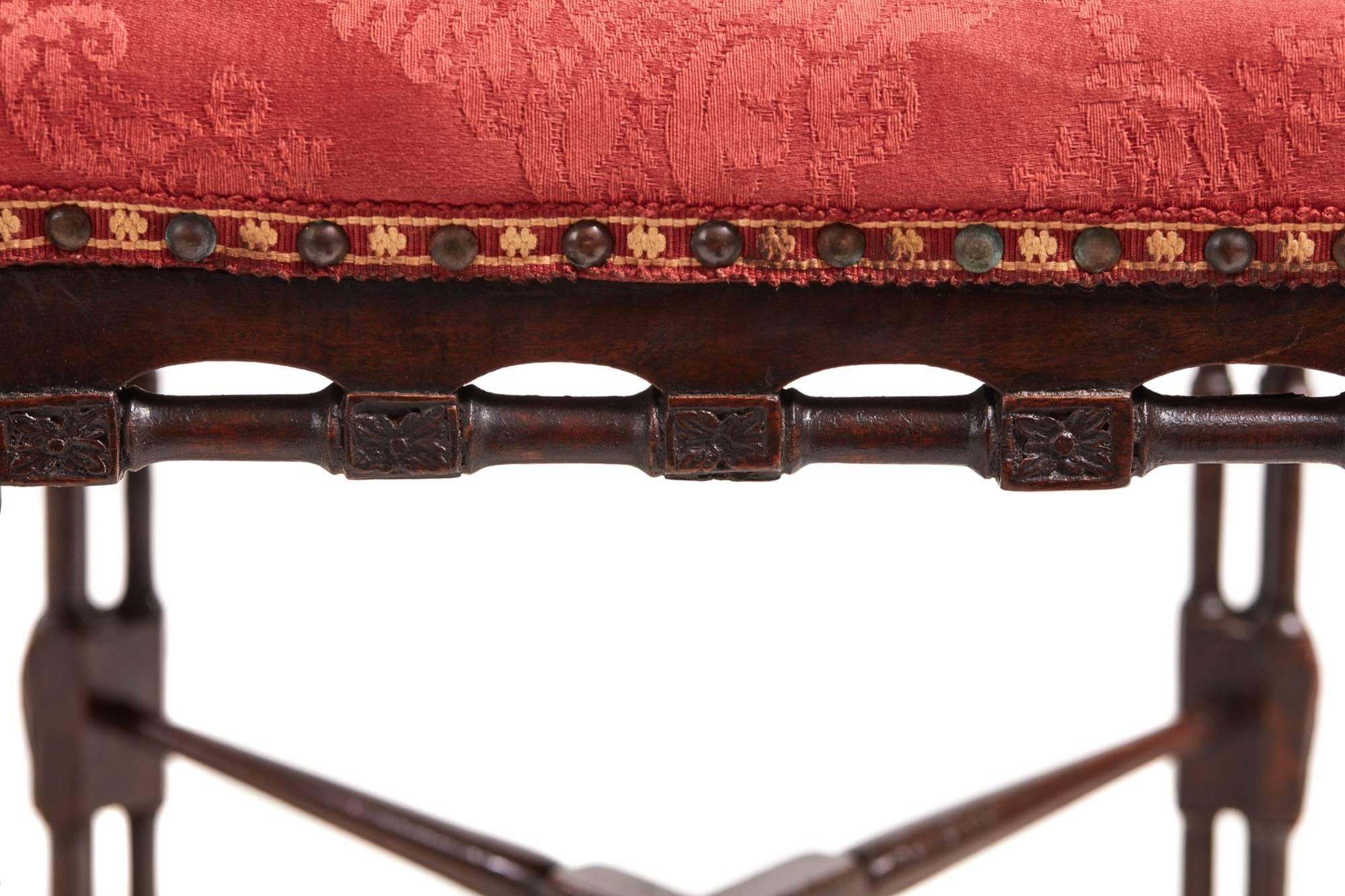 Carved 19th Century Late George III Chinese Chippendale Mahogany Stool