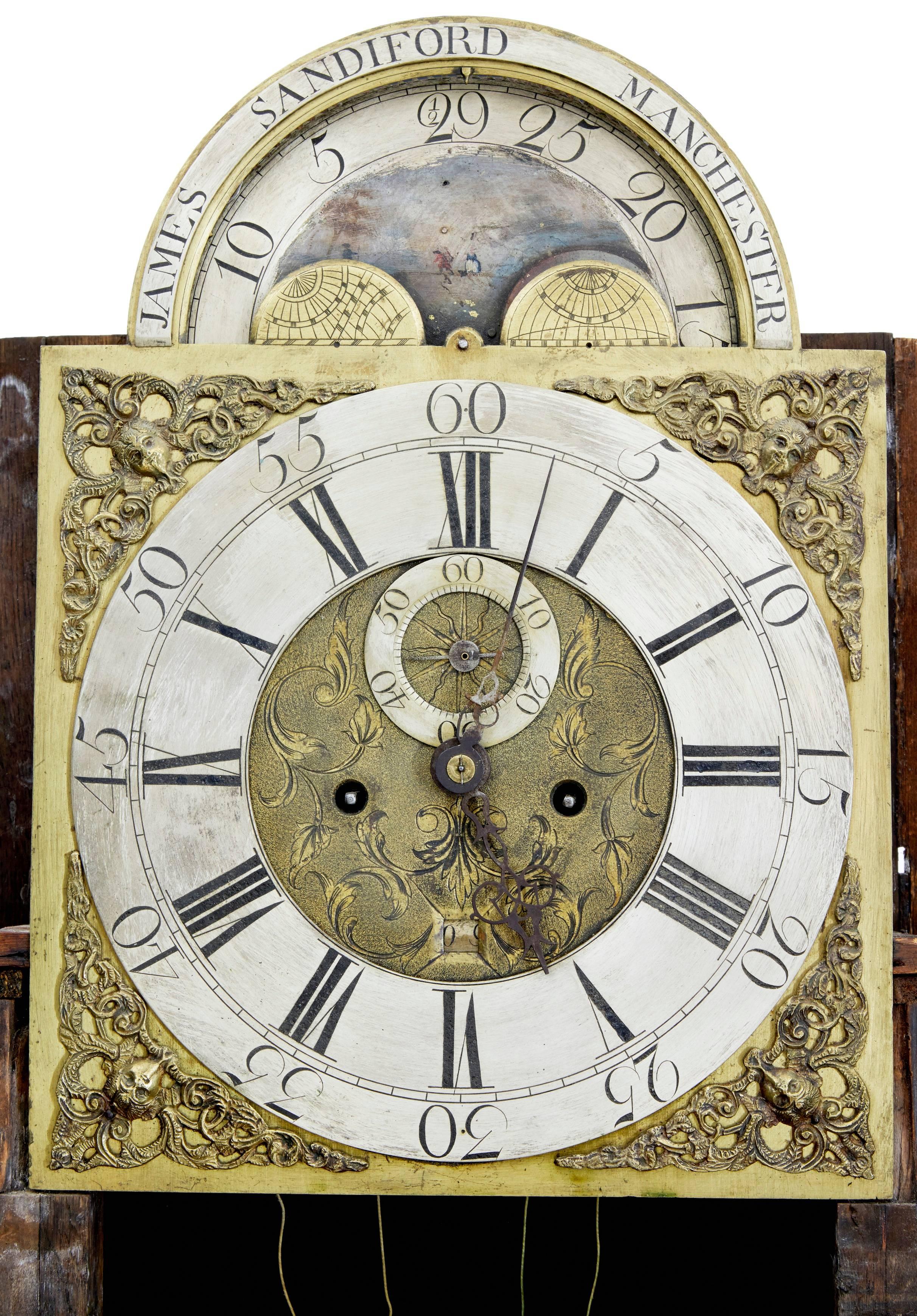 Georgian 18th Century Oak Longcase Clock James Sandiford of Manchester