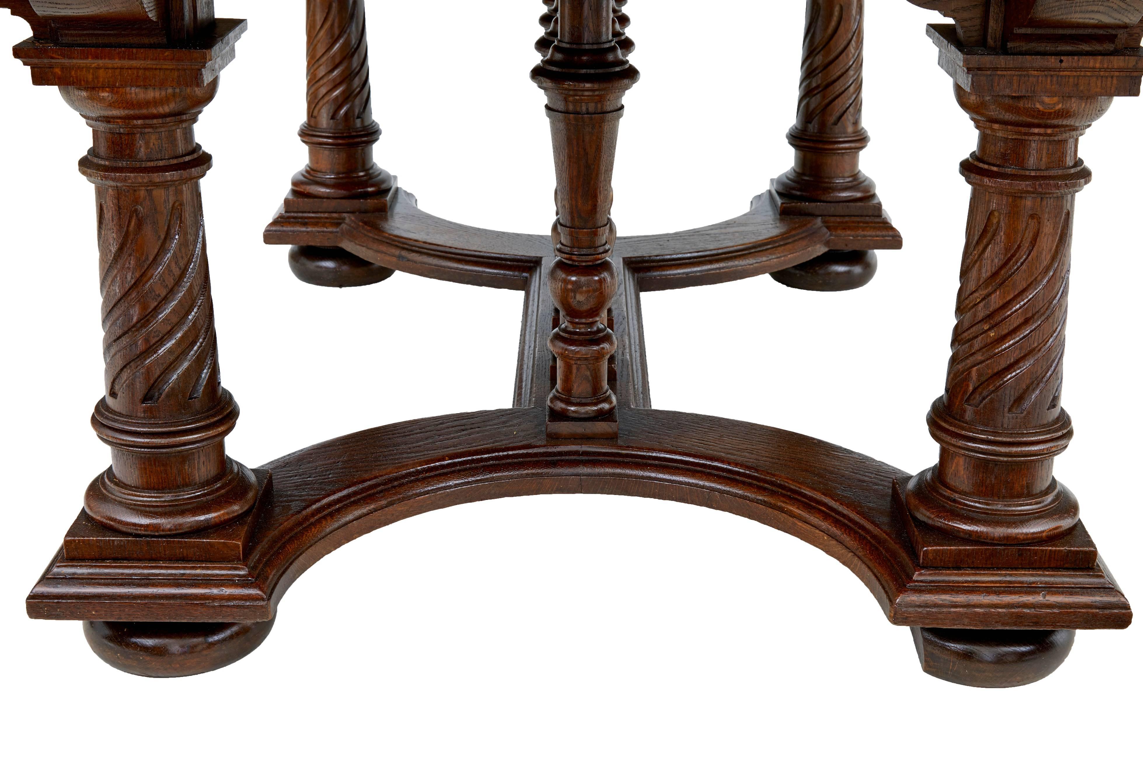 Victorian 19th Century Impressive Large Oak Extending Dining Table Seats 12