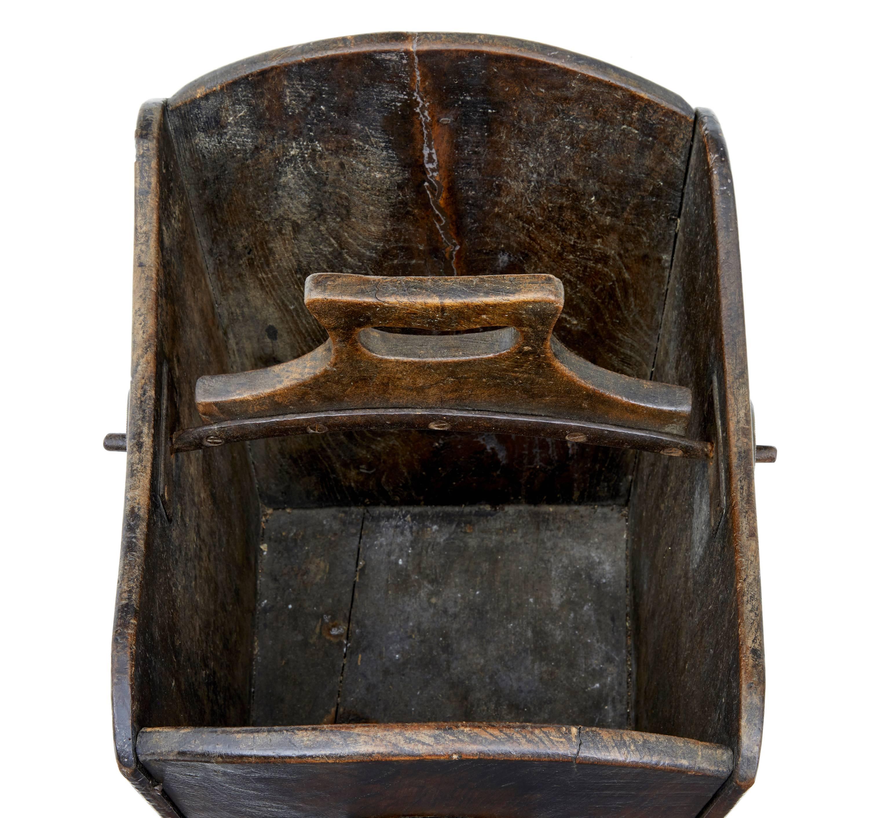 Georgian Early 19th Century Irish Elm Peat Bucket