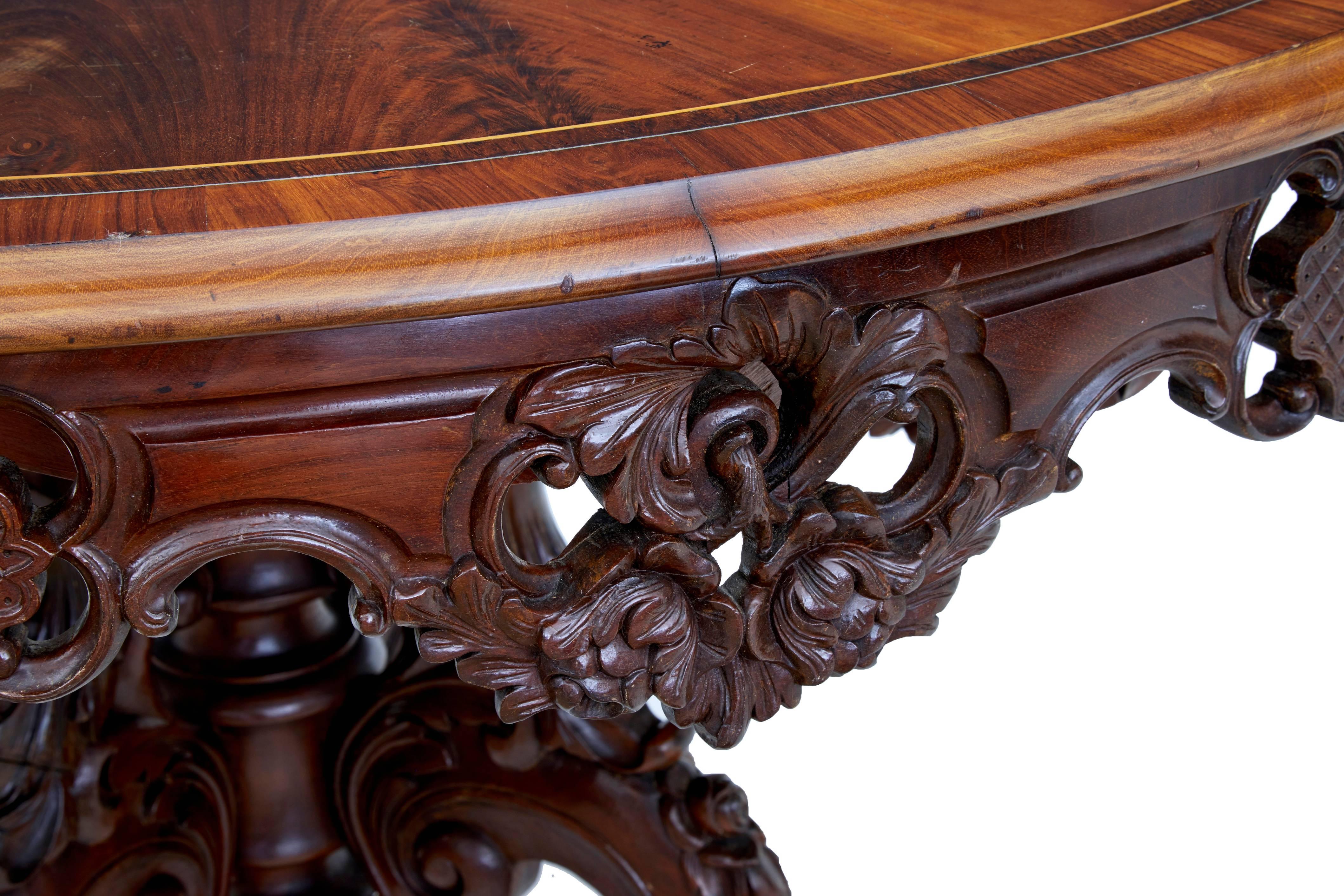 Victorian 19th Century Danish Carved Mahogany Centre Table