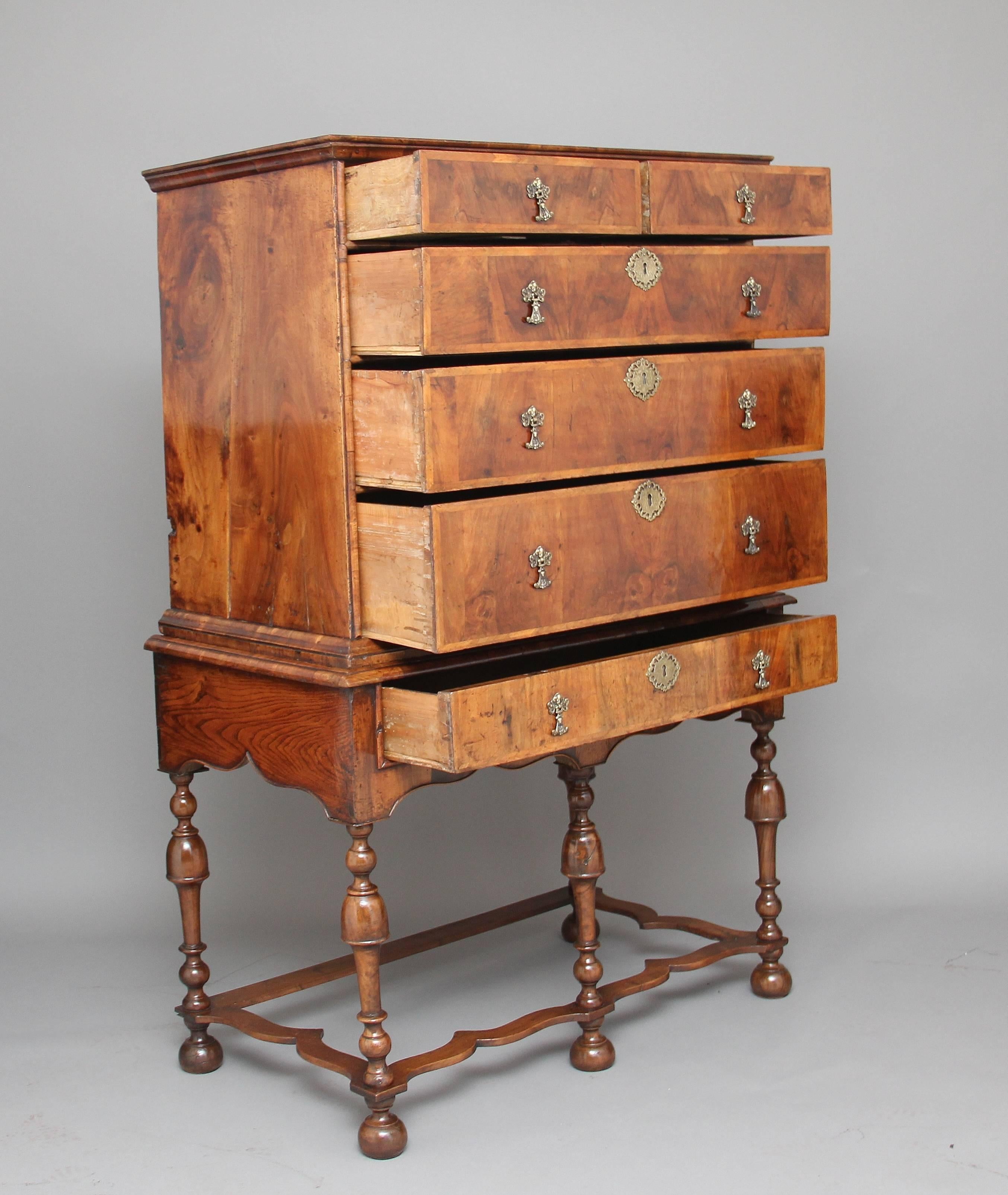 Queen Anne 18th Century Walnut Chest on Stand