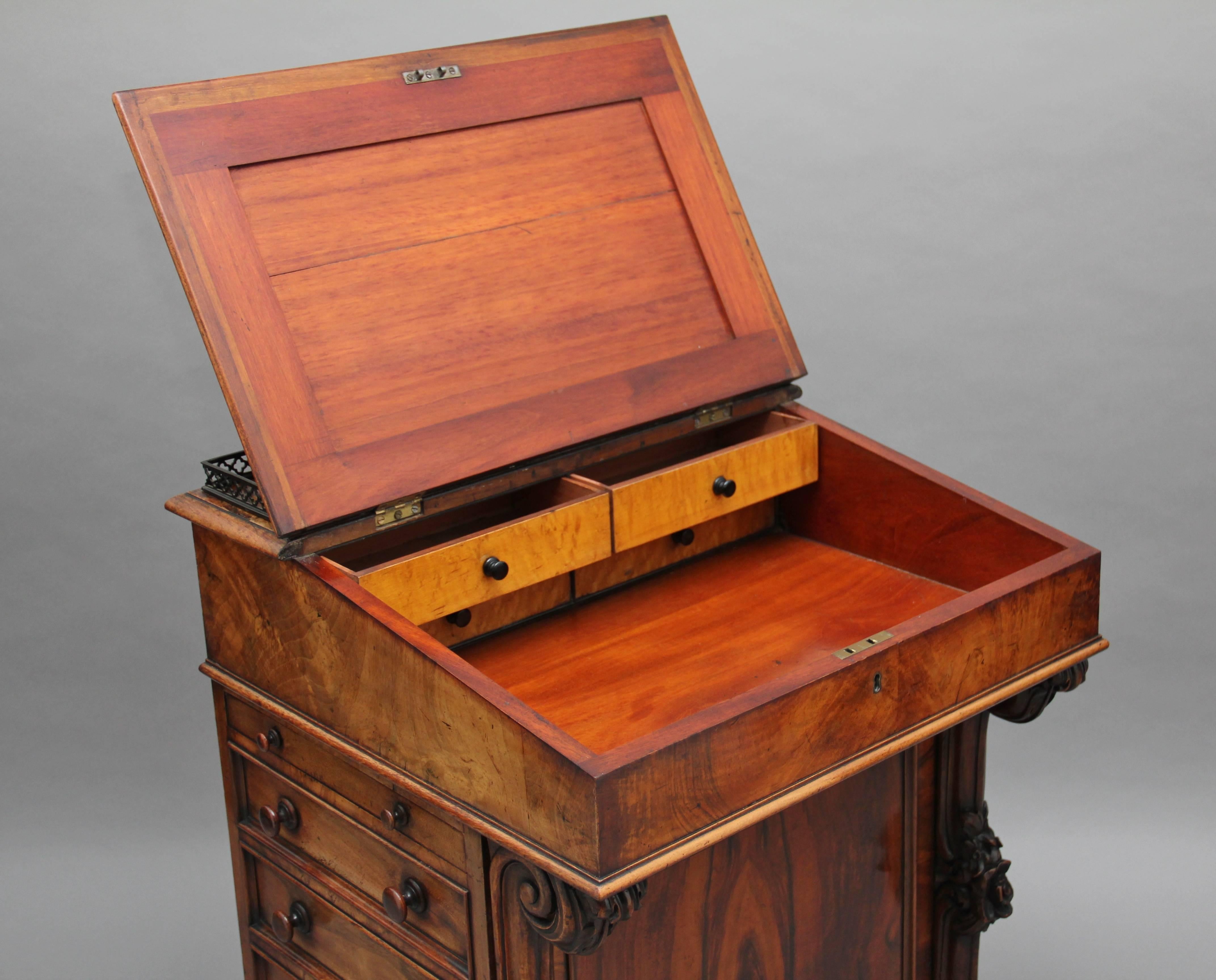 19th Century Early Victorian Walnut Davenport Desk 2
