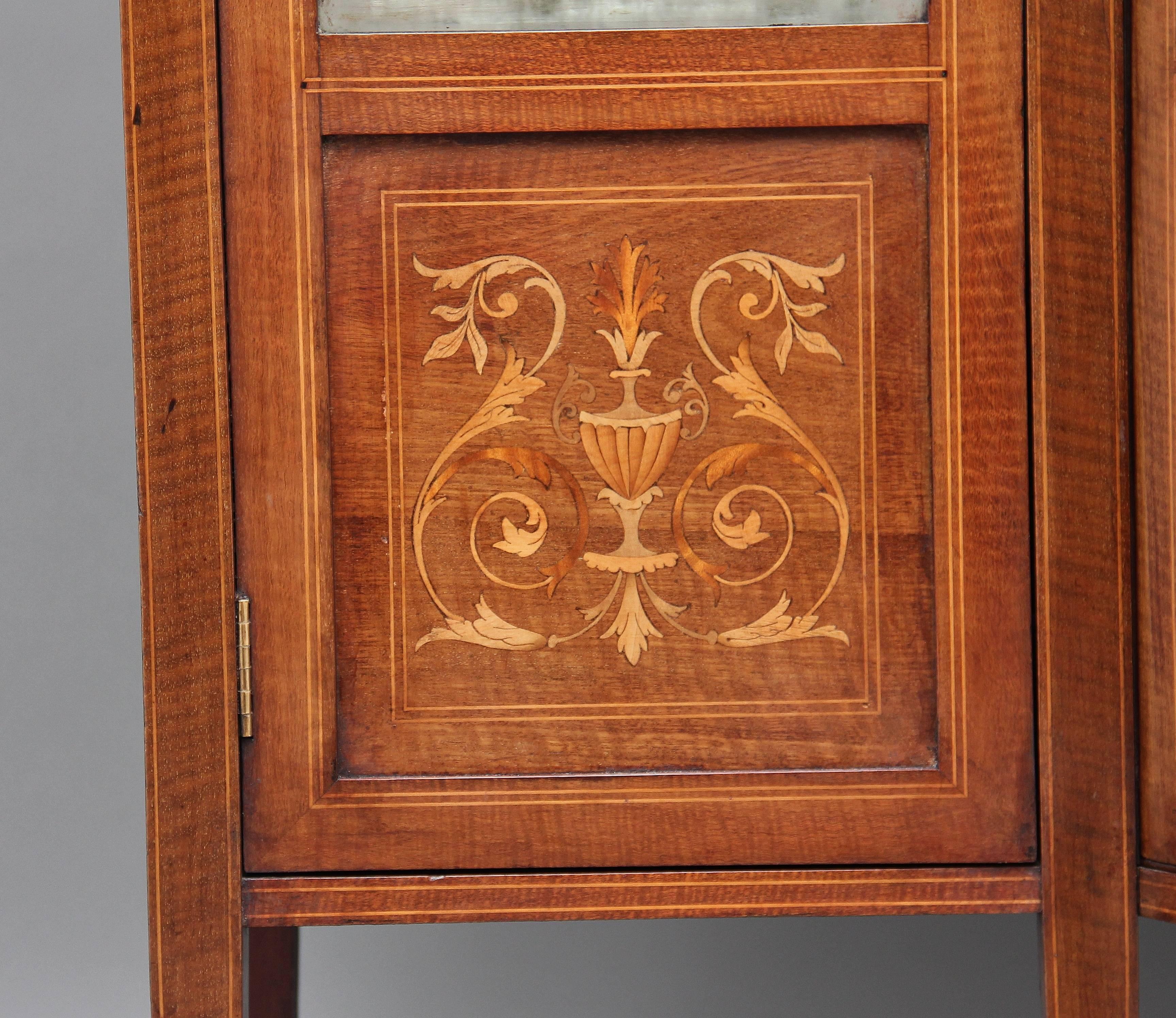 Inlay Early 20th Century Edwardian Mahogany Inlaid Cabinet