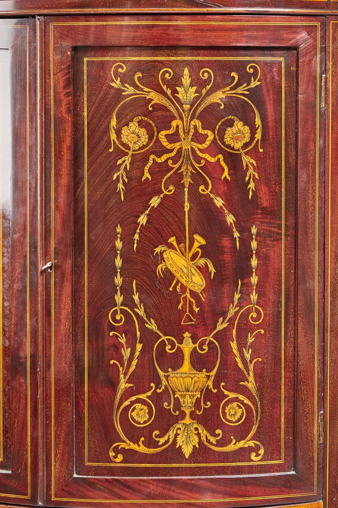 Inlay Late 19th Century Exhibition Quality Inlaid Mahogany Corner Cupboard