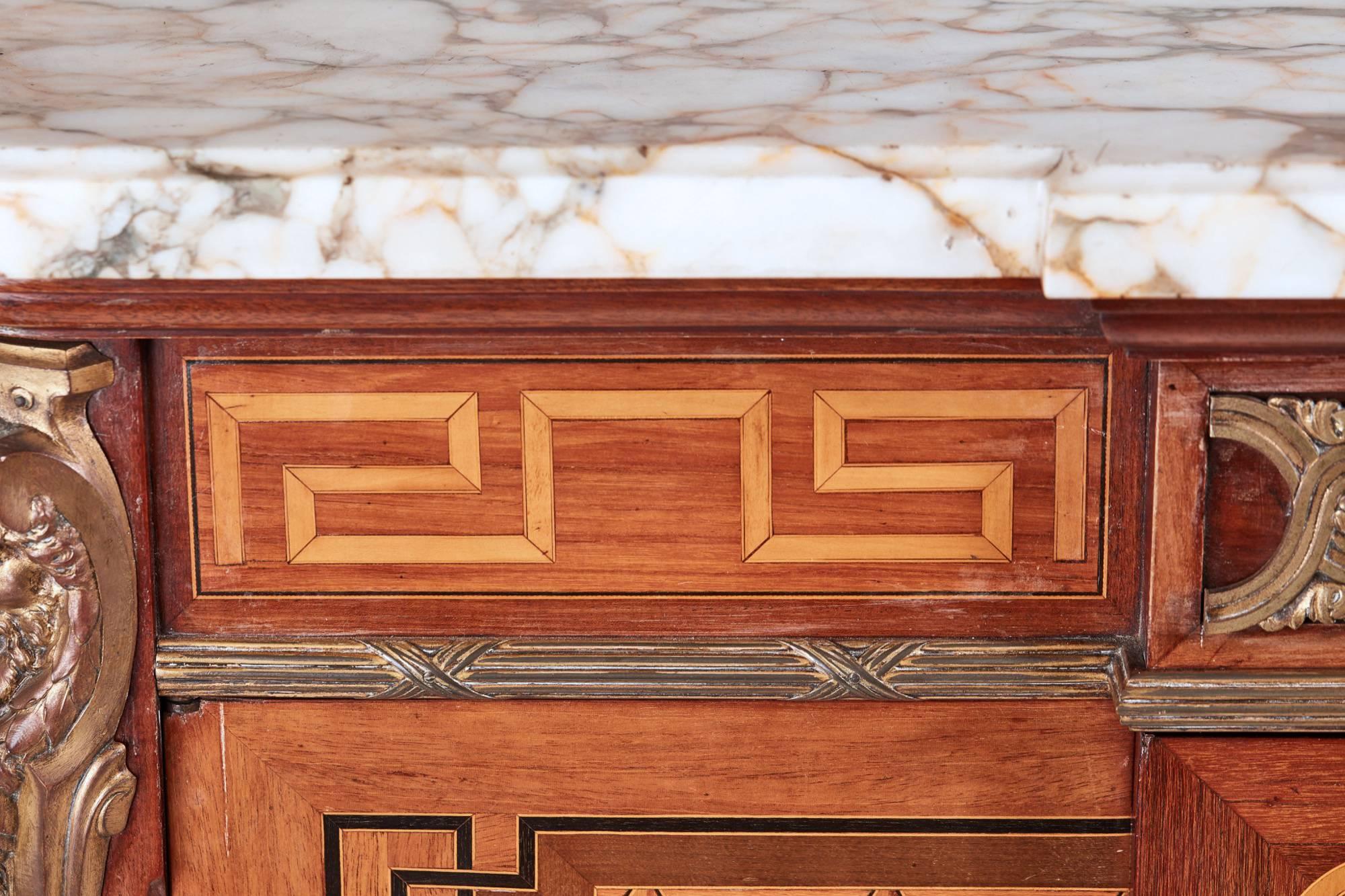 Victorian 19th Century French Kingwood Marquetry and Parquetry Cabinet