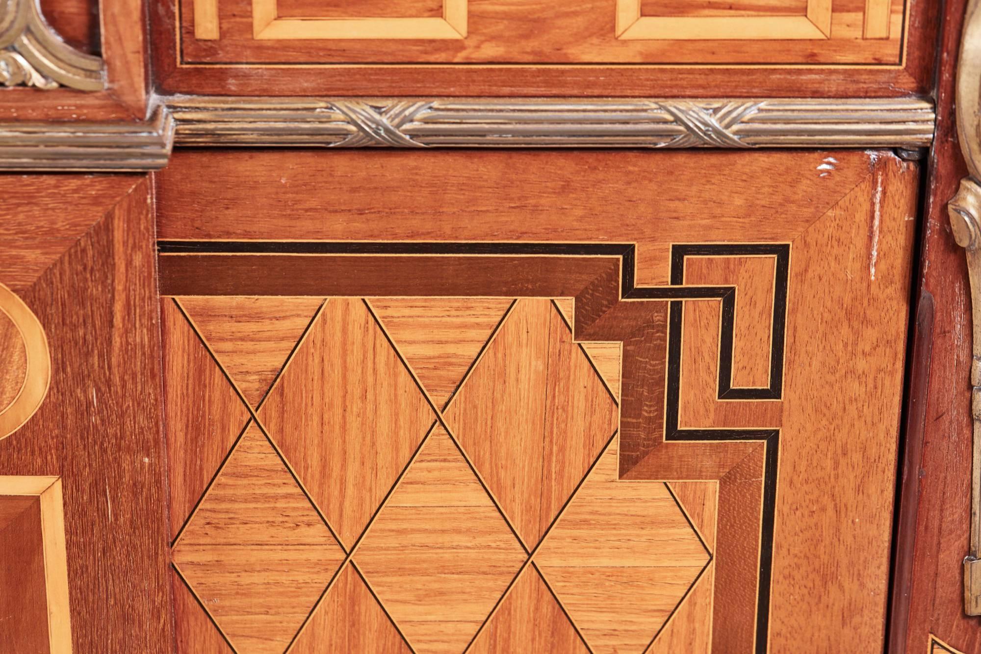 19th Century French Kingwood Marquetry and Parquetry Cabinet In Good Condition In Debenham, Suffolk
