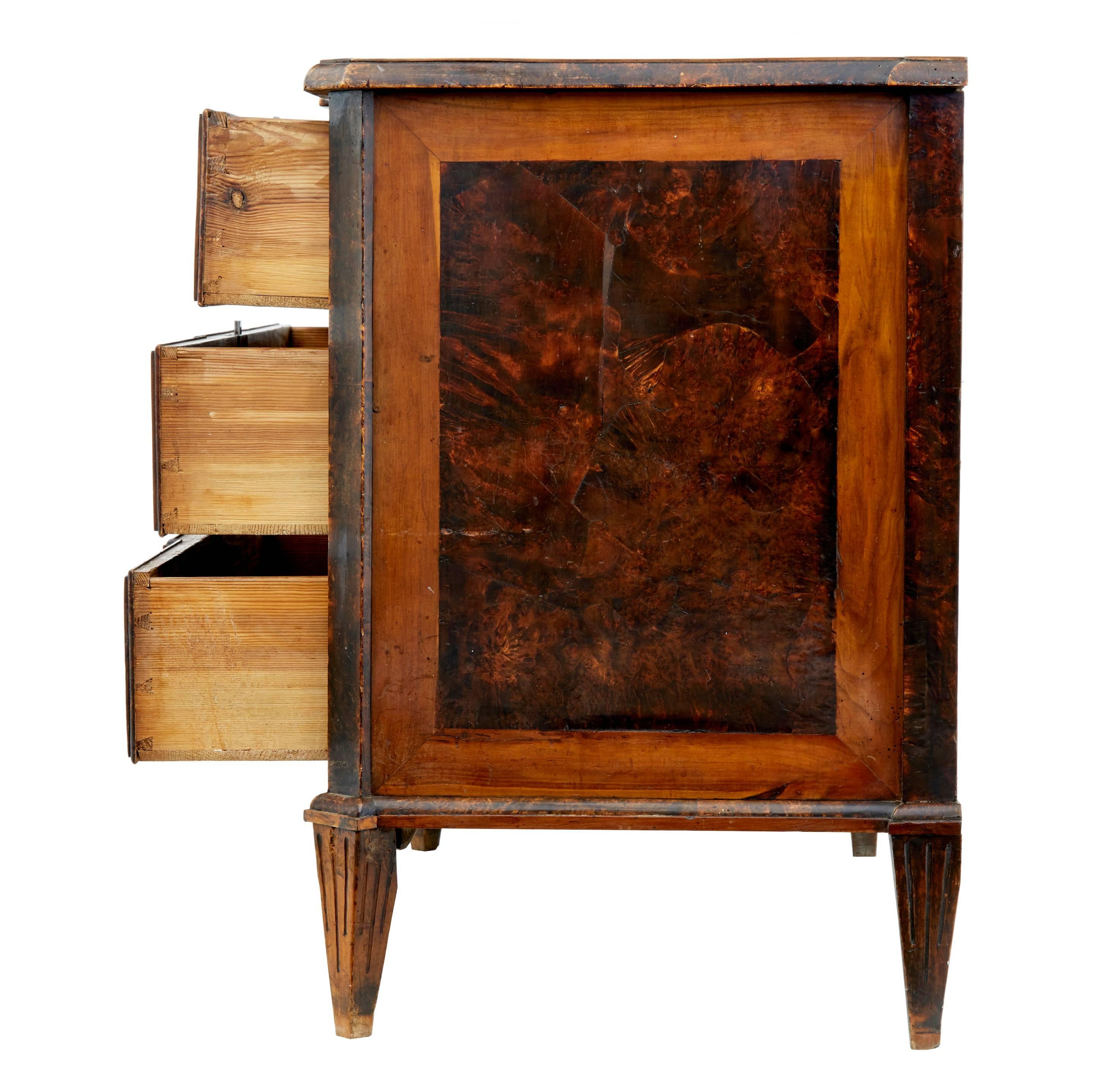 Woodwork Quality 19th Century Swedish Birch and Alder Root Commode Chest of Drawers