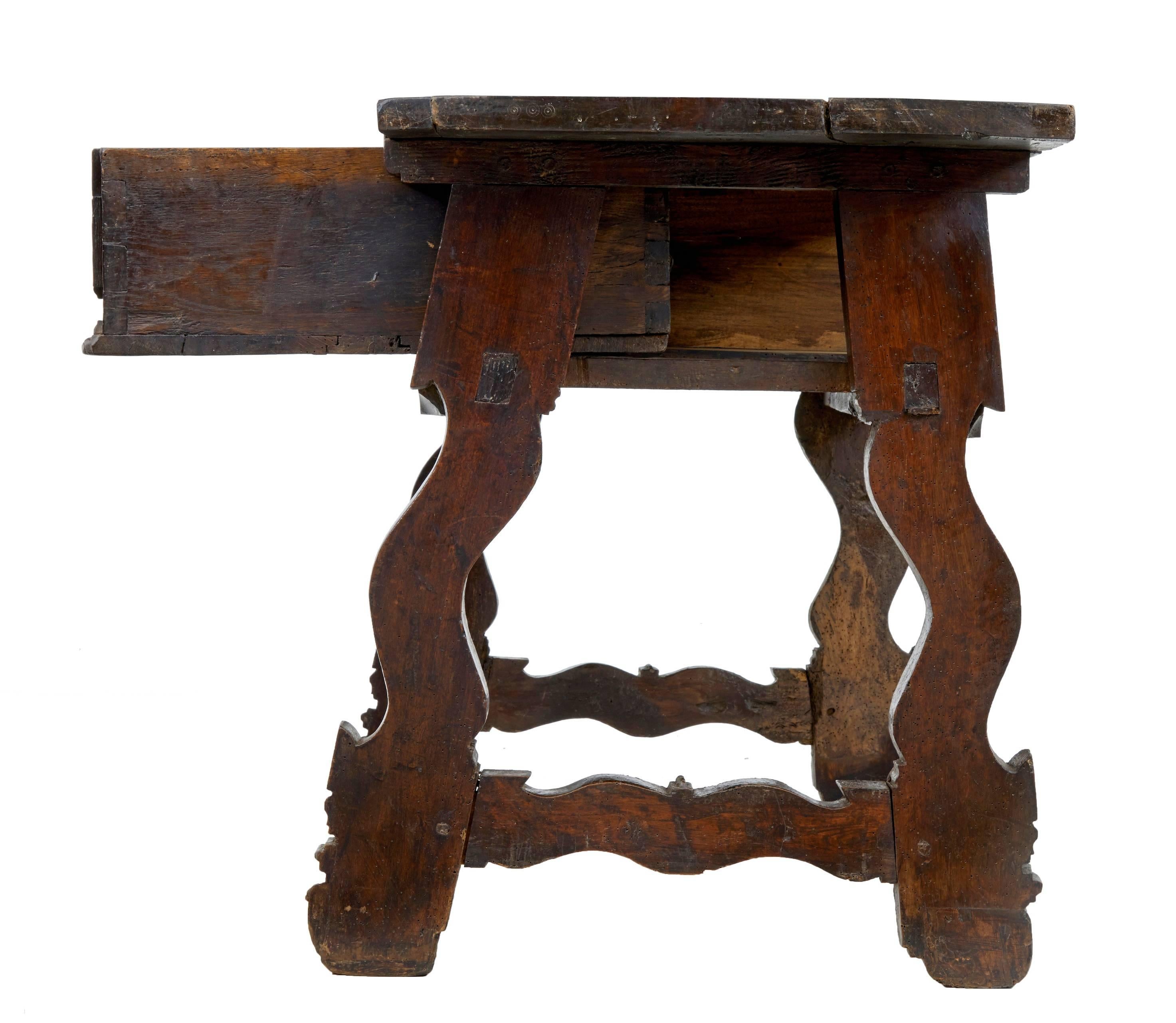 Carved Late 17th Century Spanish Walnut Side Table