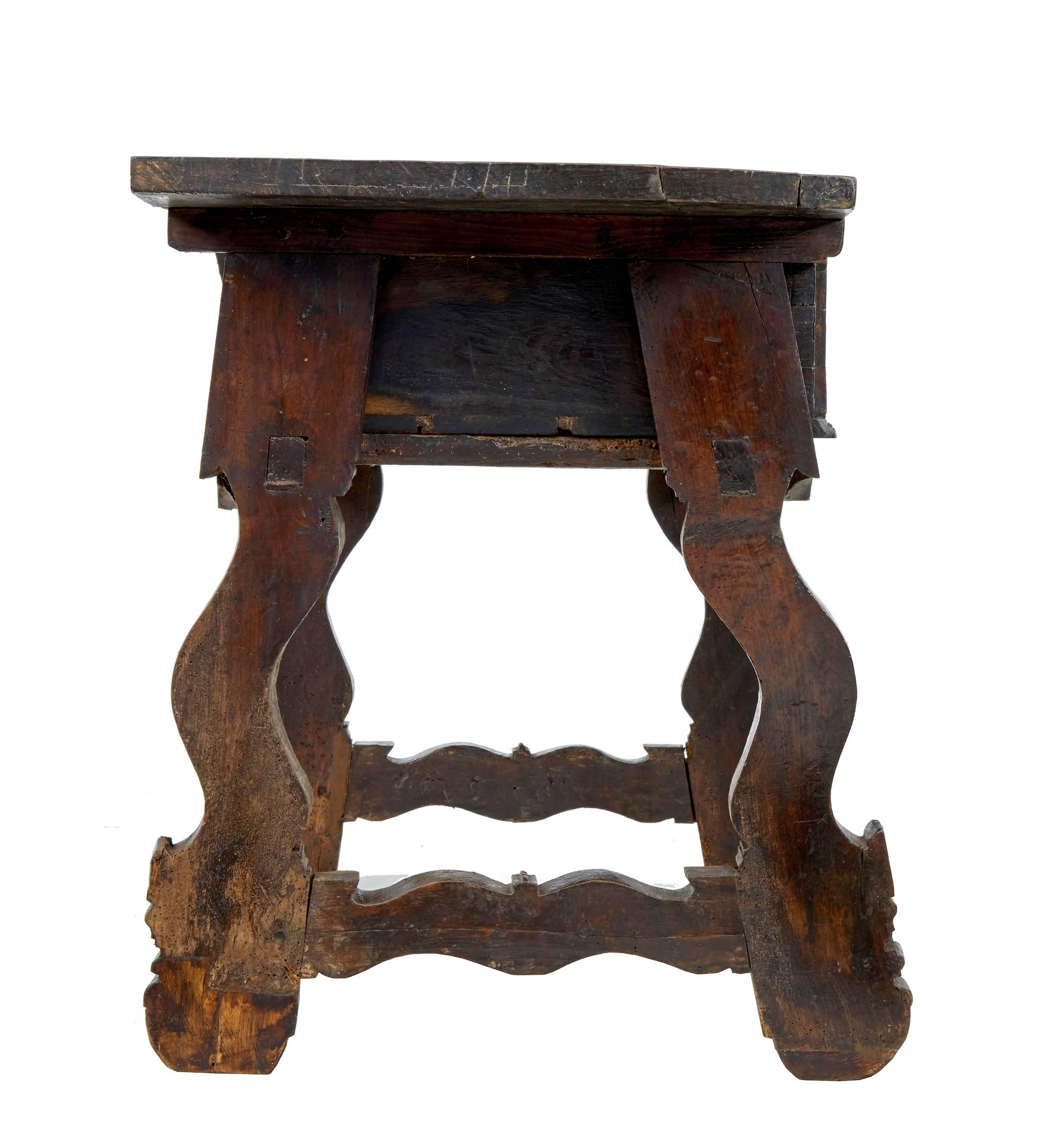 18th Century and Earlier Late 17th Century Spanish Walnut Side Table