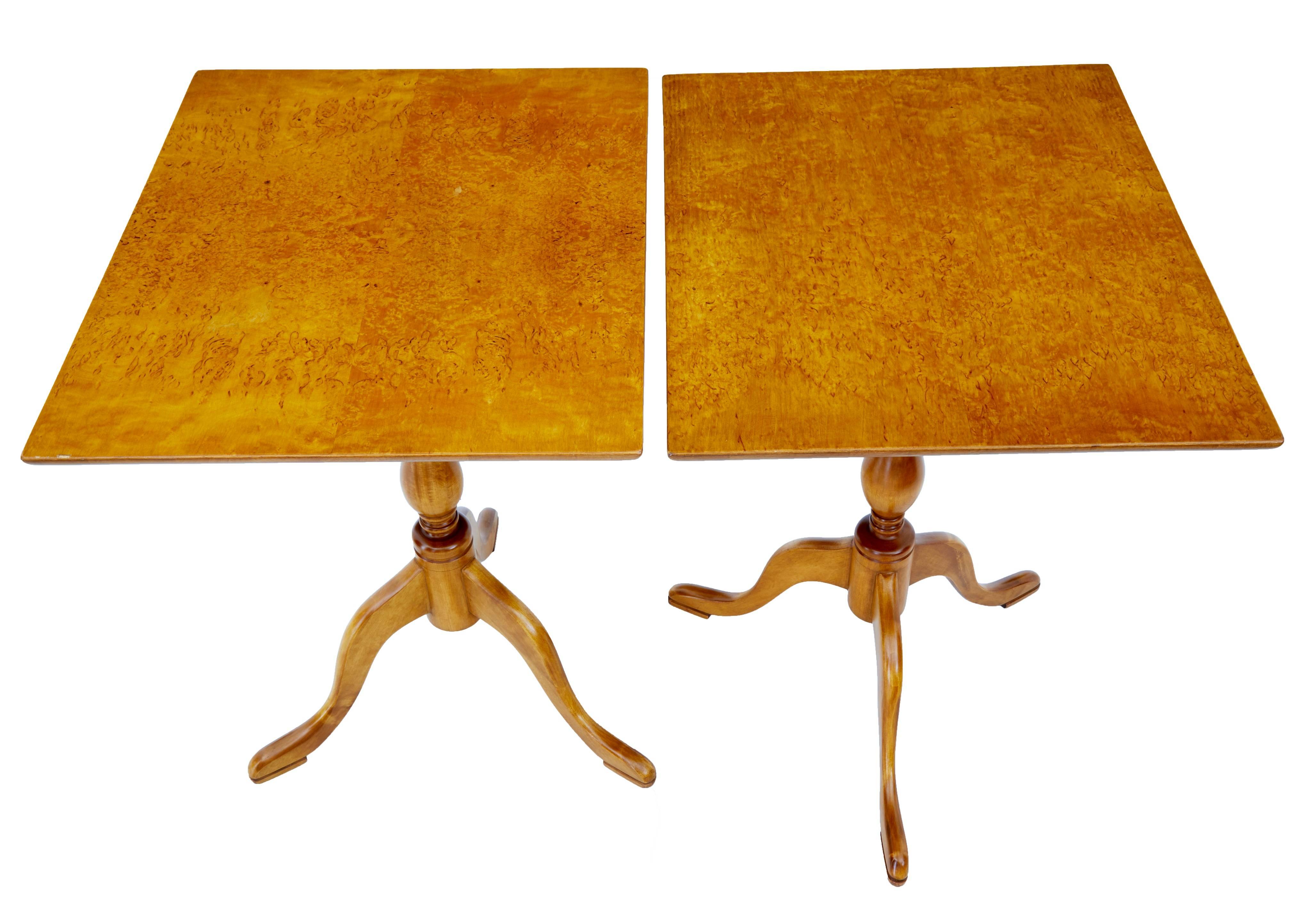 European Pair of 1960s Birch Occasional Tables