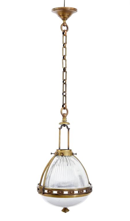 Pair Of 1930s French Brass And Glass Pendant Lights At 1stdibs - Pair Of Edwardian Ceiling Lights