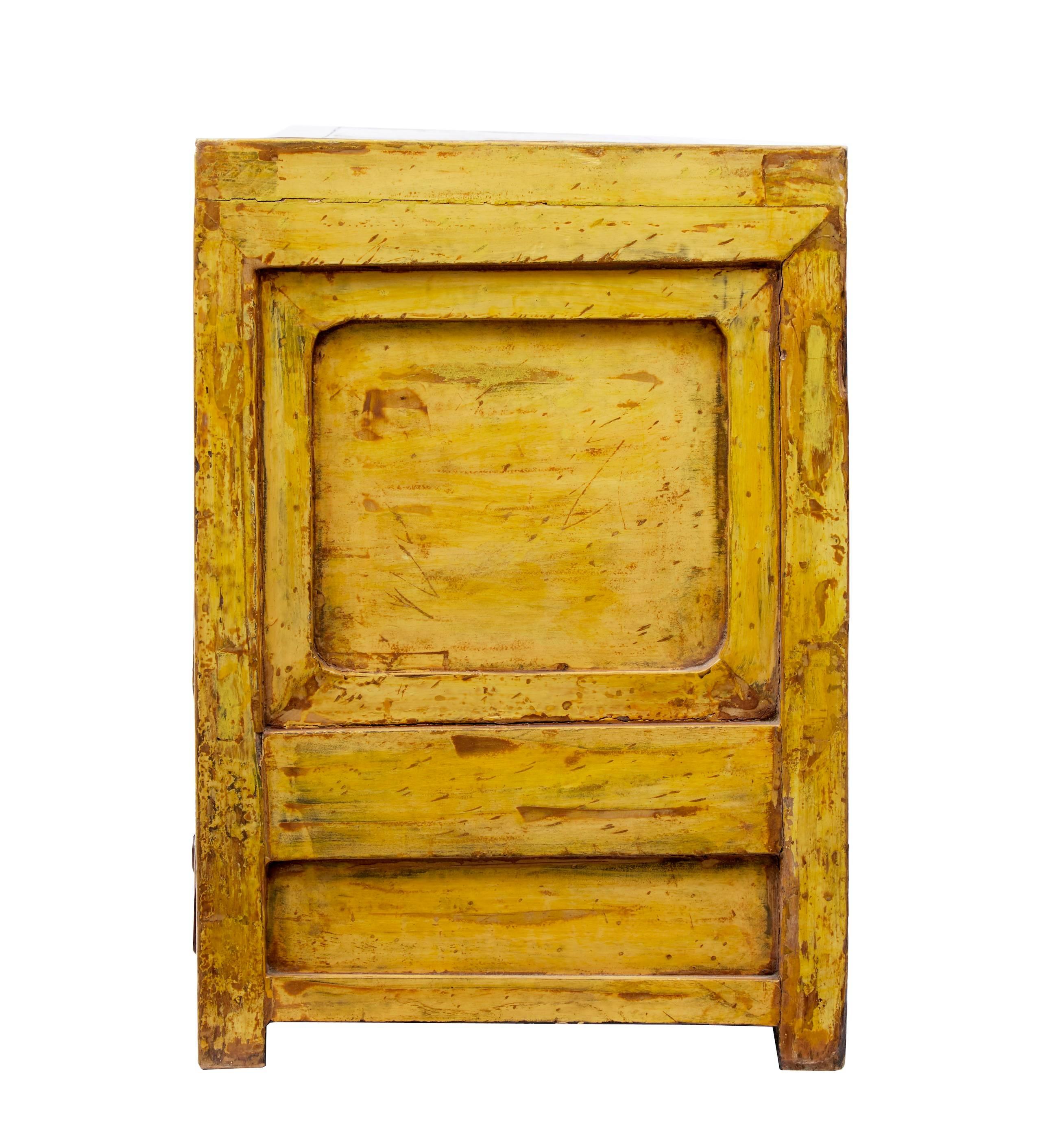 Woodwork 19th Century Chinese Yellow Lacquered Low Sideboard