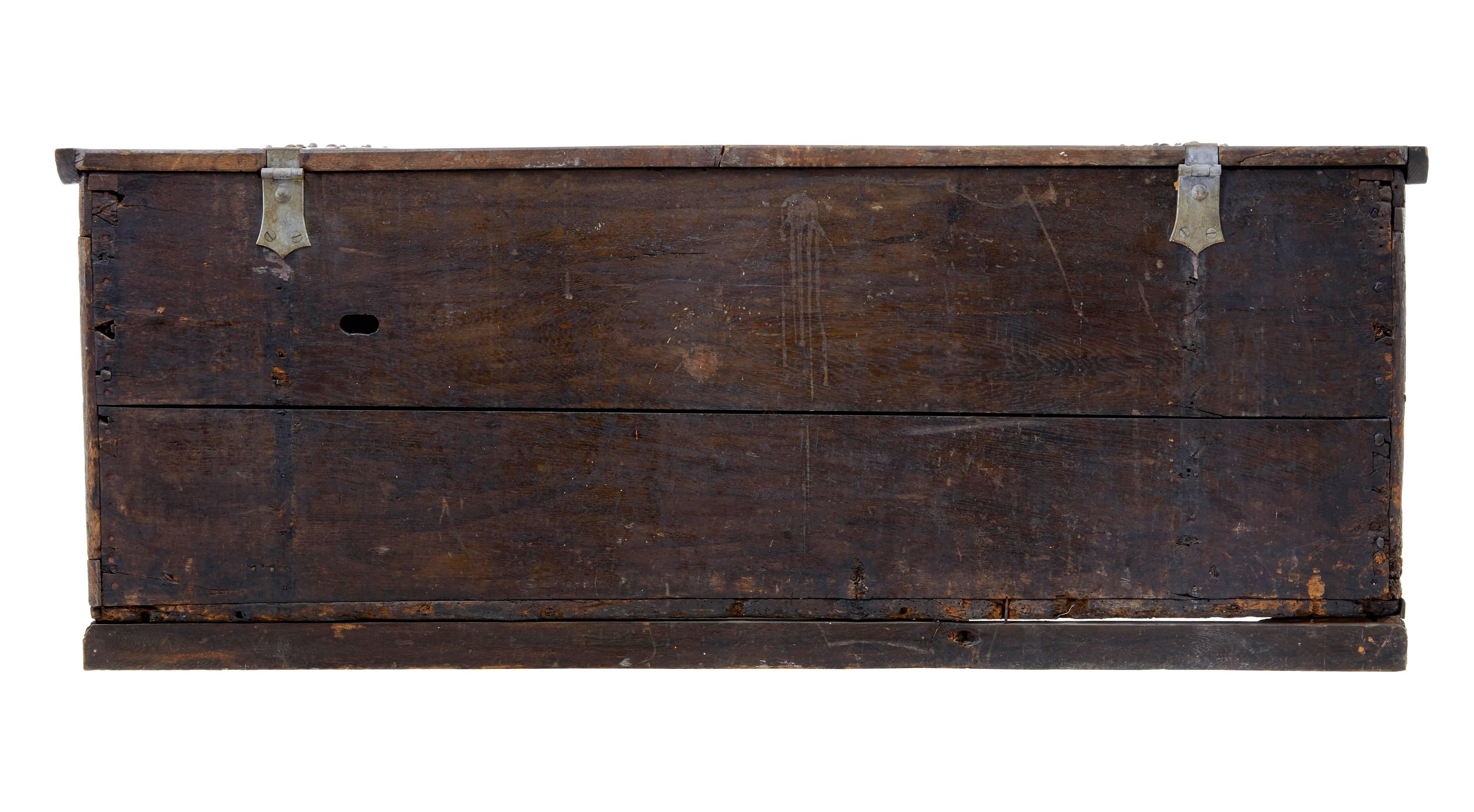 Gothic Large 17th Century Continental Carved Oak Coffer