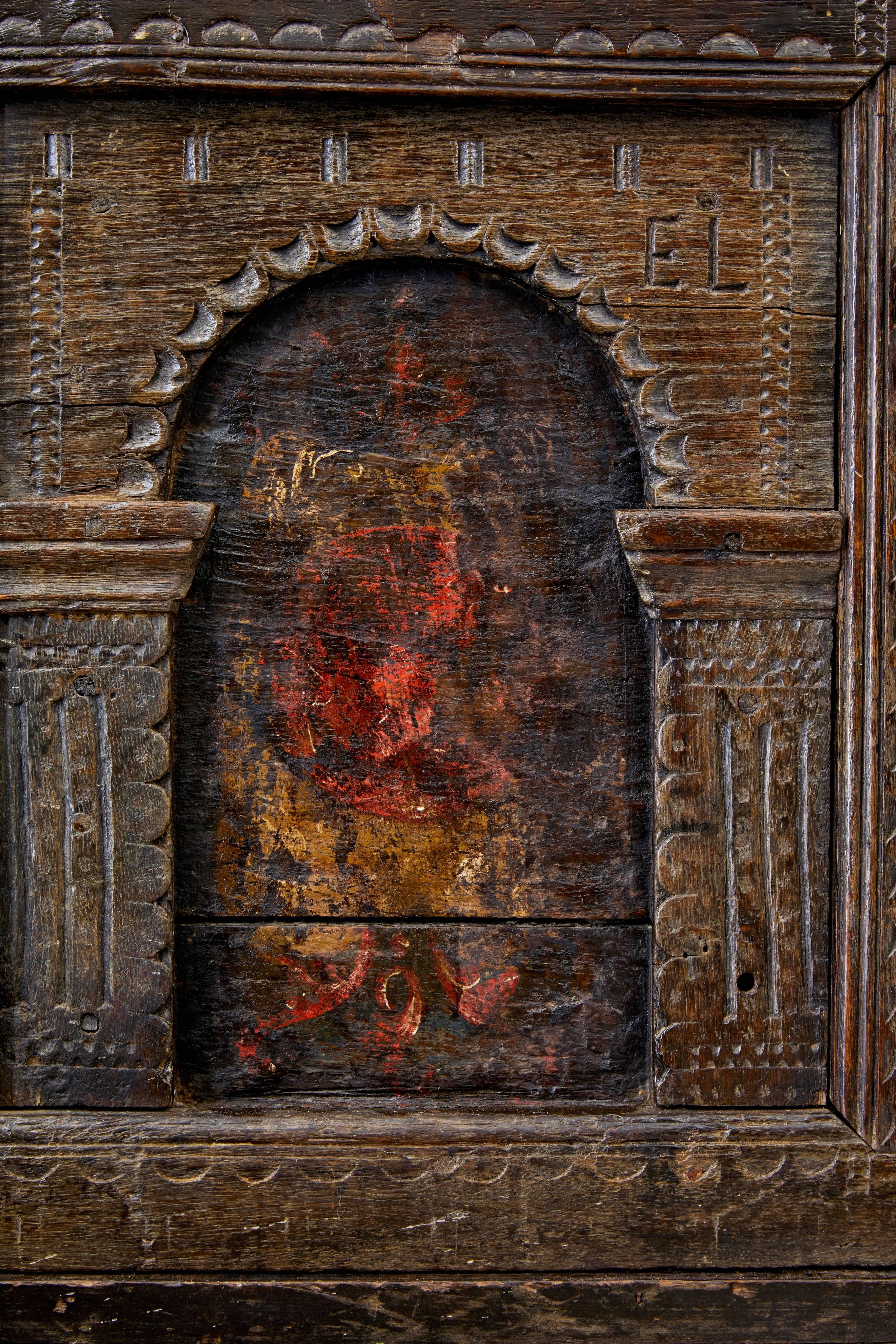 Large 17th Century Continental Carved Oak Coffer 3