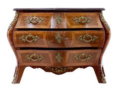 1960s Scandinavian Mahogany Bombe Rococo Influenced Commode