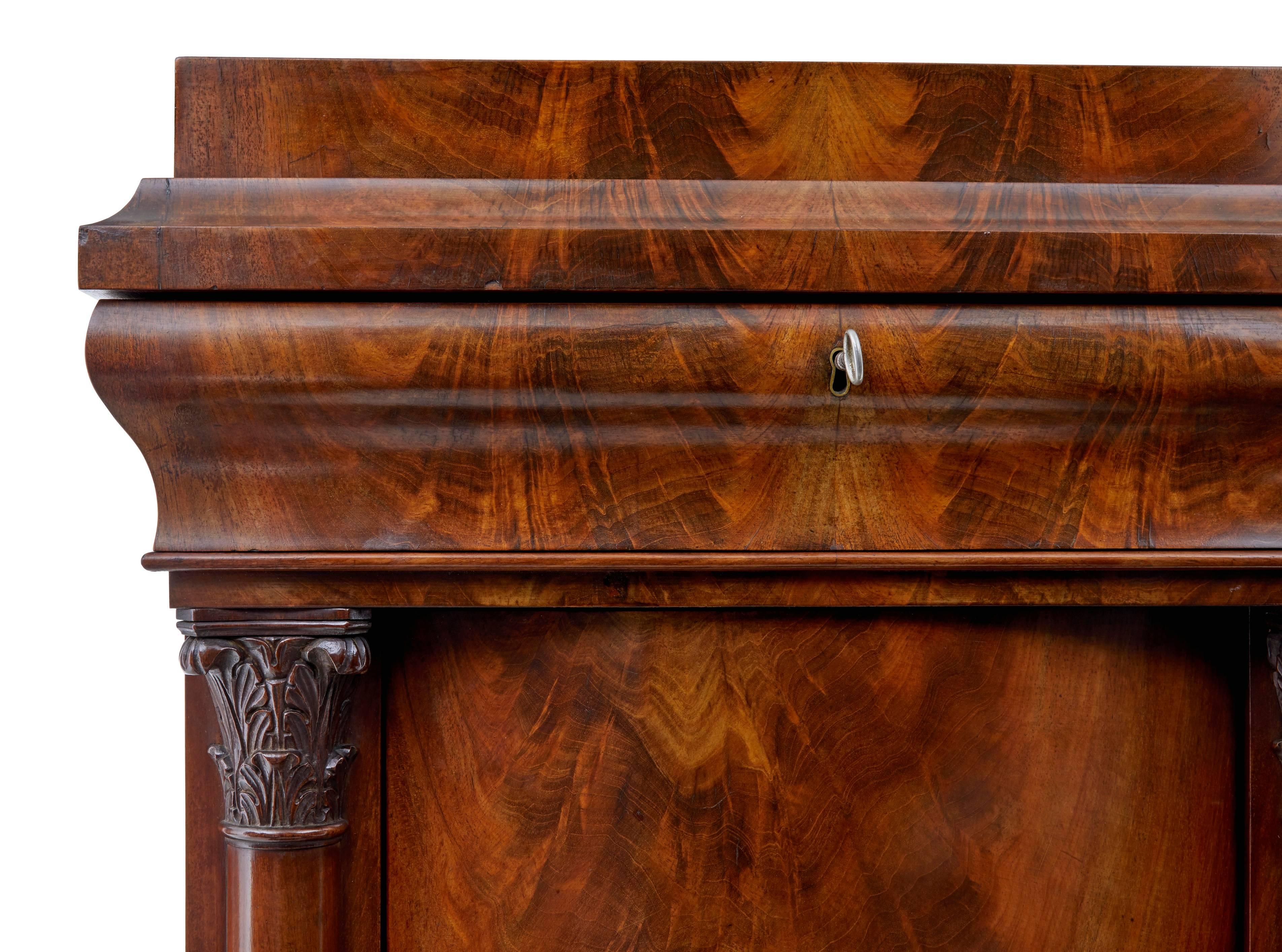 19th Century Biedermeier Flame Mahogany Small Cabinet 1