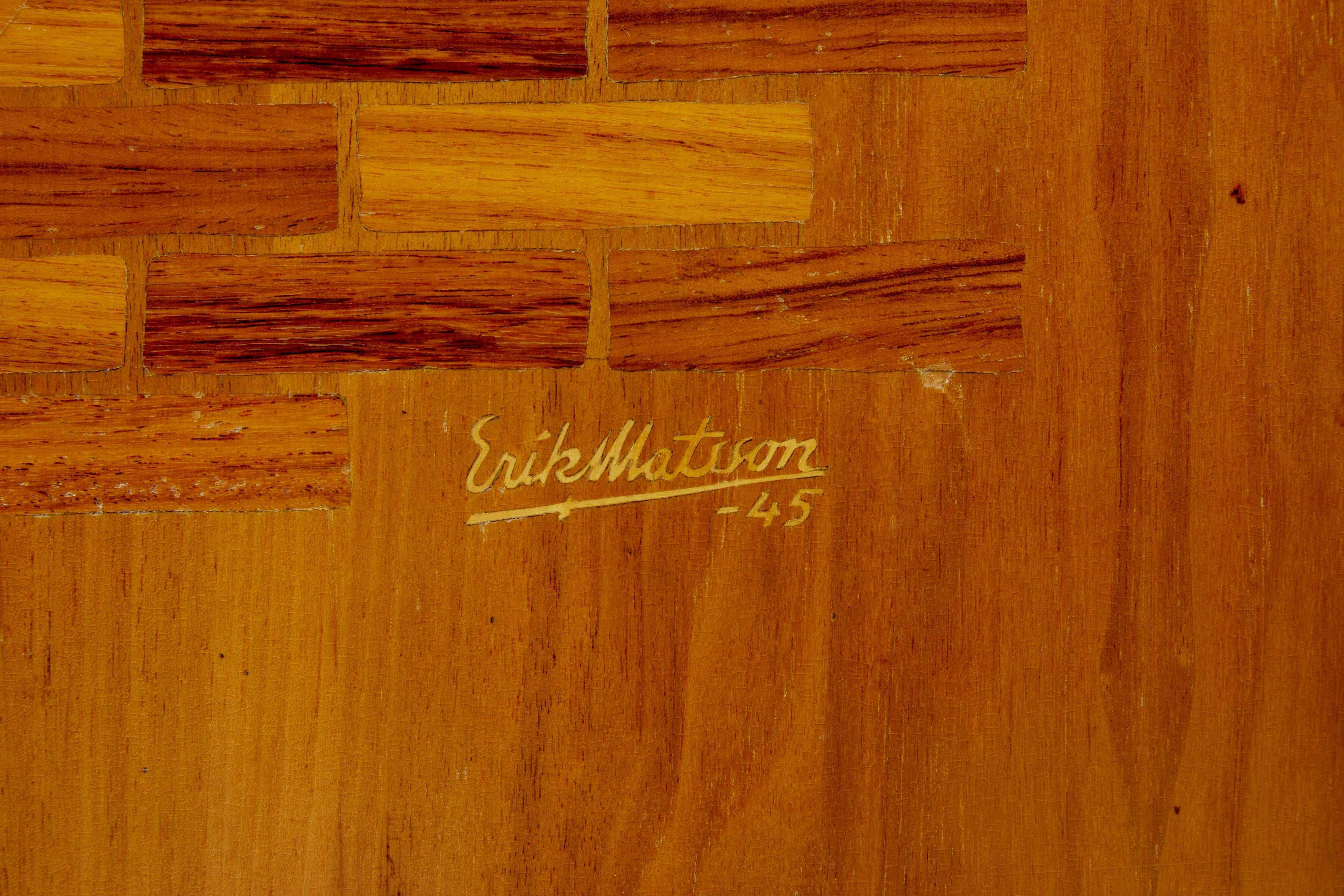 Mid-20th Century Swedish Birch Inlaid Cabinet by Erik Matsson 4