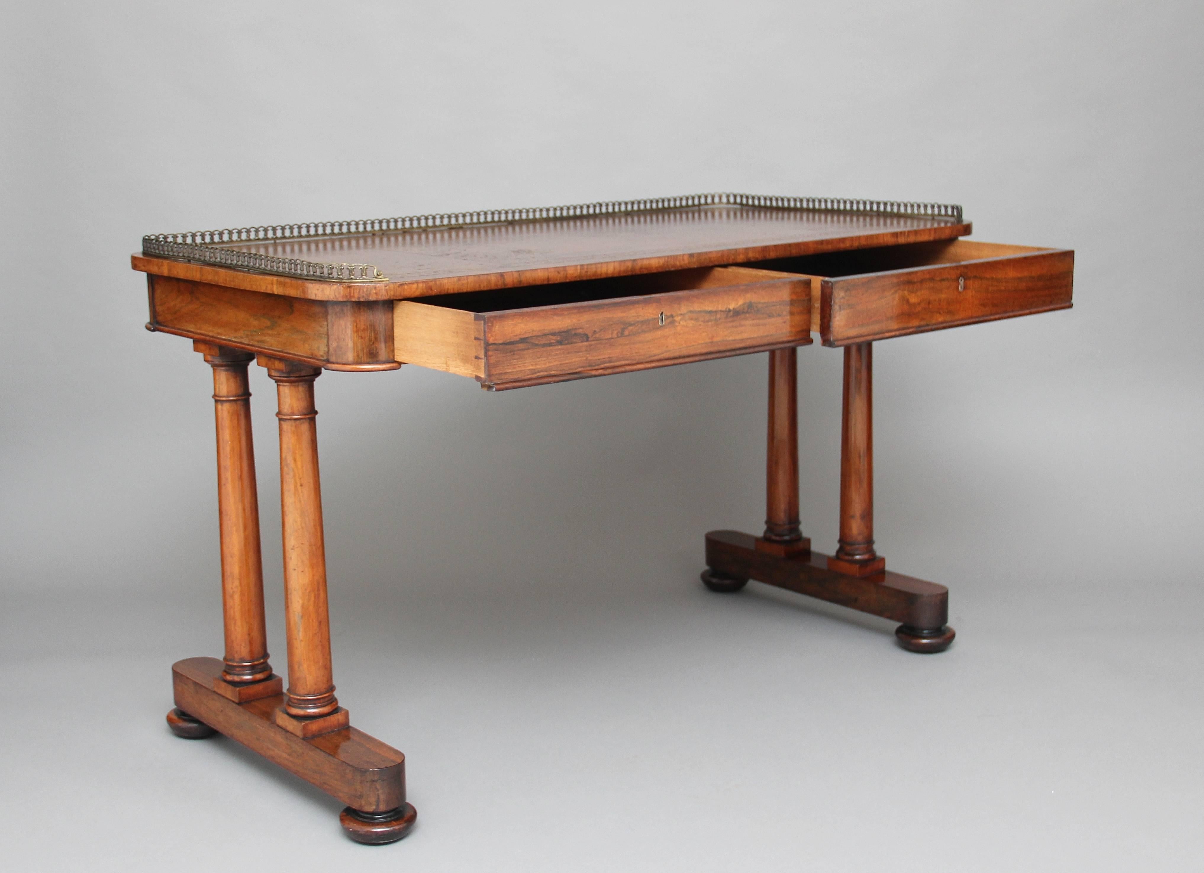 British 19th Century William IV Rosewood Writing Table Desk