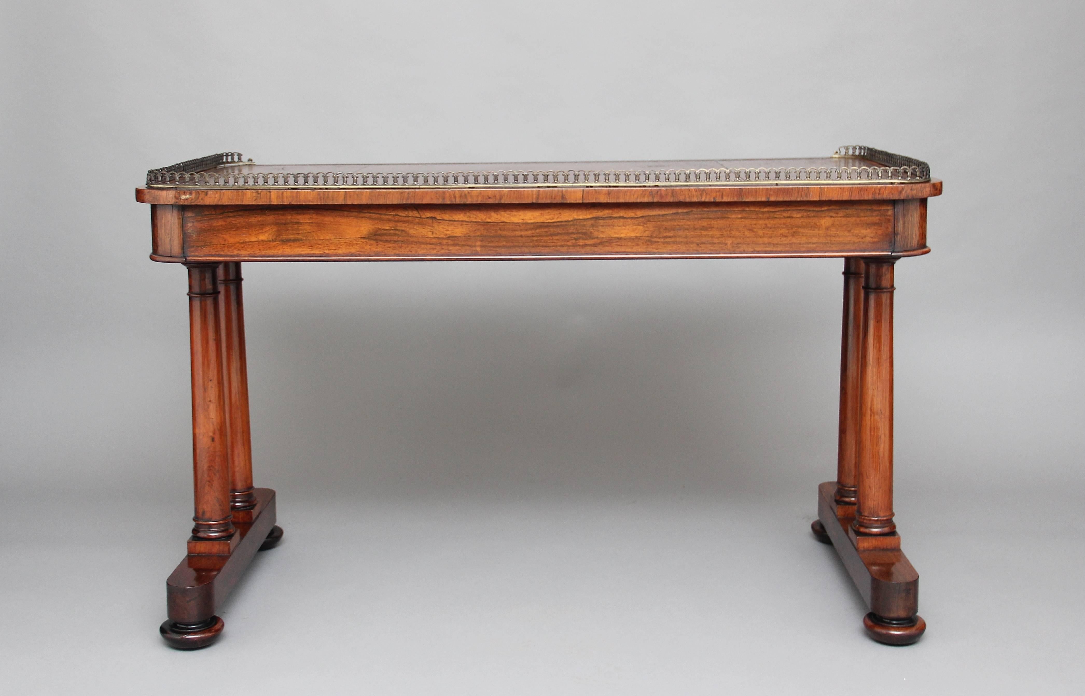 19th Century William IV Rosewood Writing Table Desk 1
