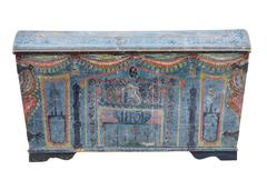 19th Century Swedish Painted Dome Top Trunk Chest