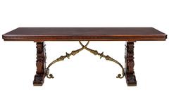 Impressive 19th Century French Carved Walnut and Bronze Dining Table