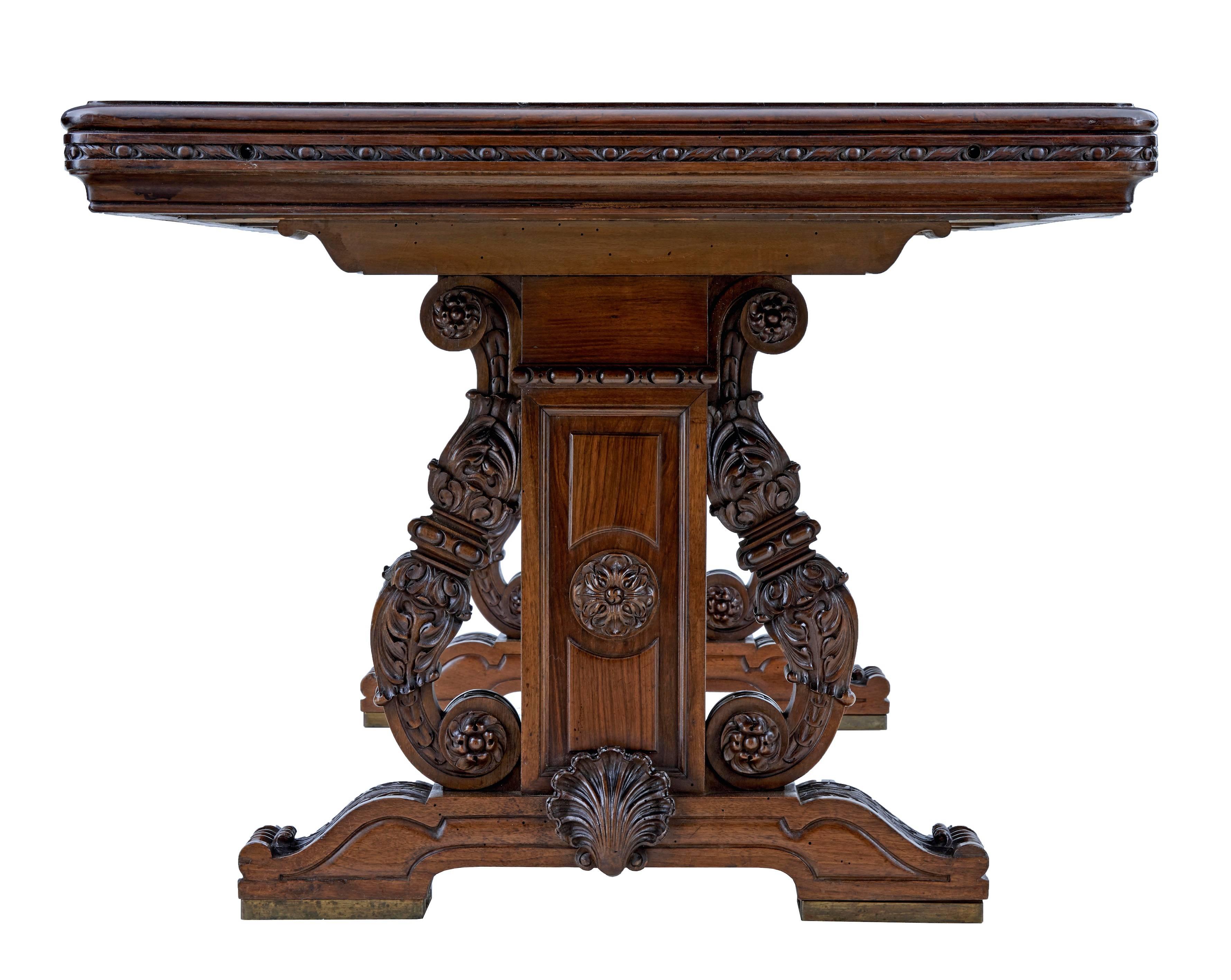 Victorian Impressive 19th Century French Carved Walnut and Bronze Dining Table