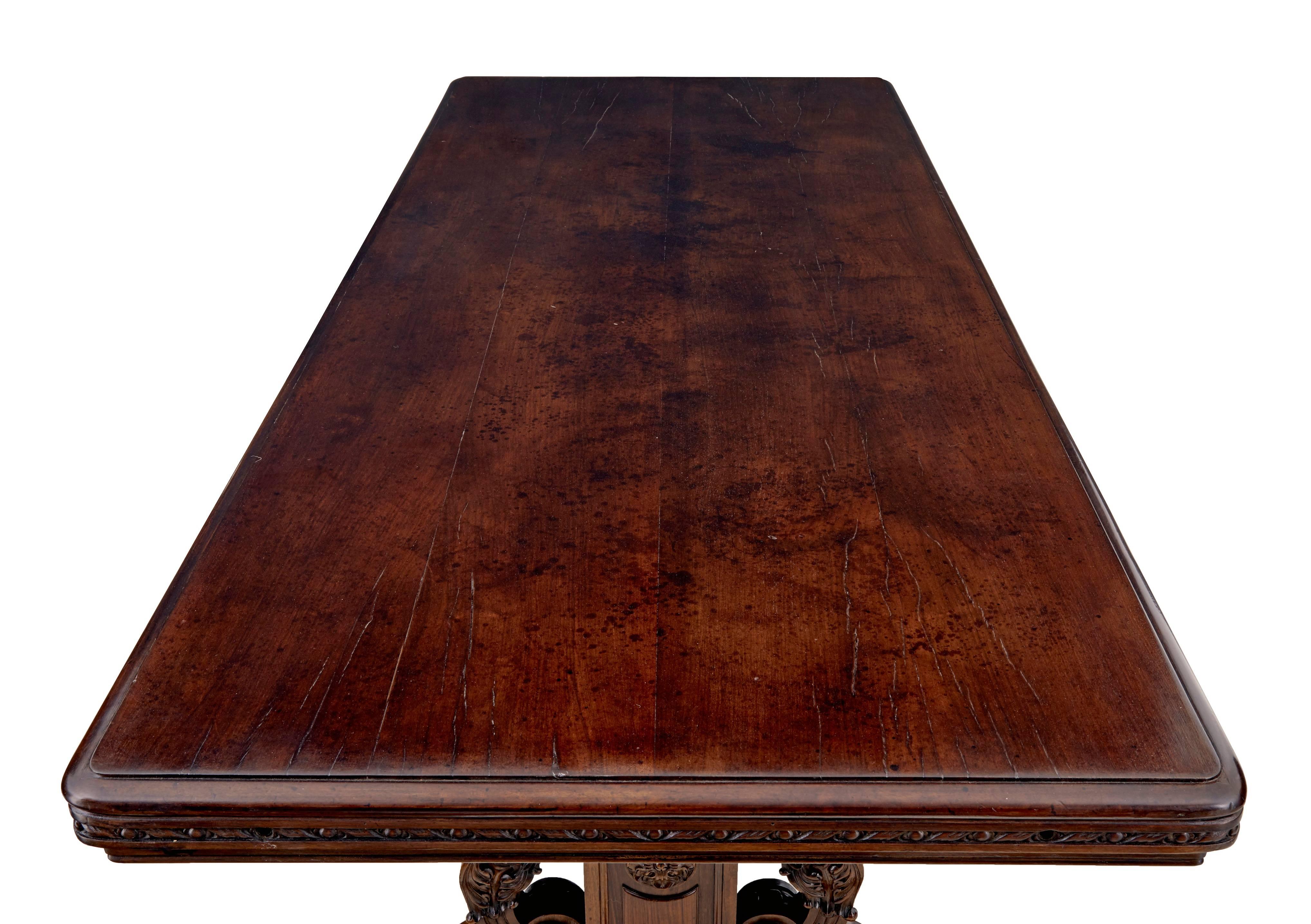 Impressive 19th Century French Carved Walnut and Bronze Dining Table In Good Condition In Debenham, Suffolk