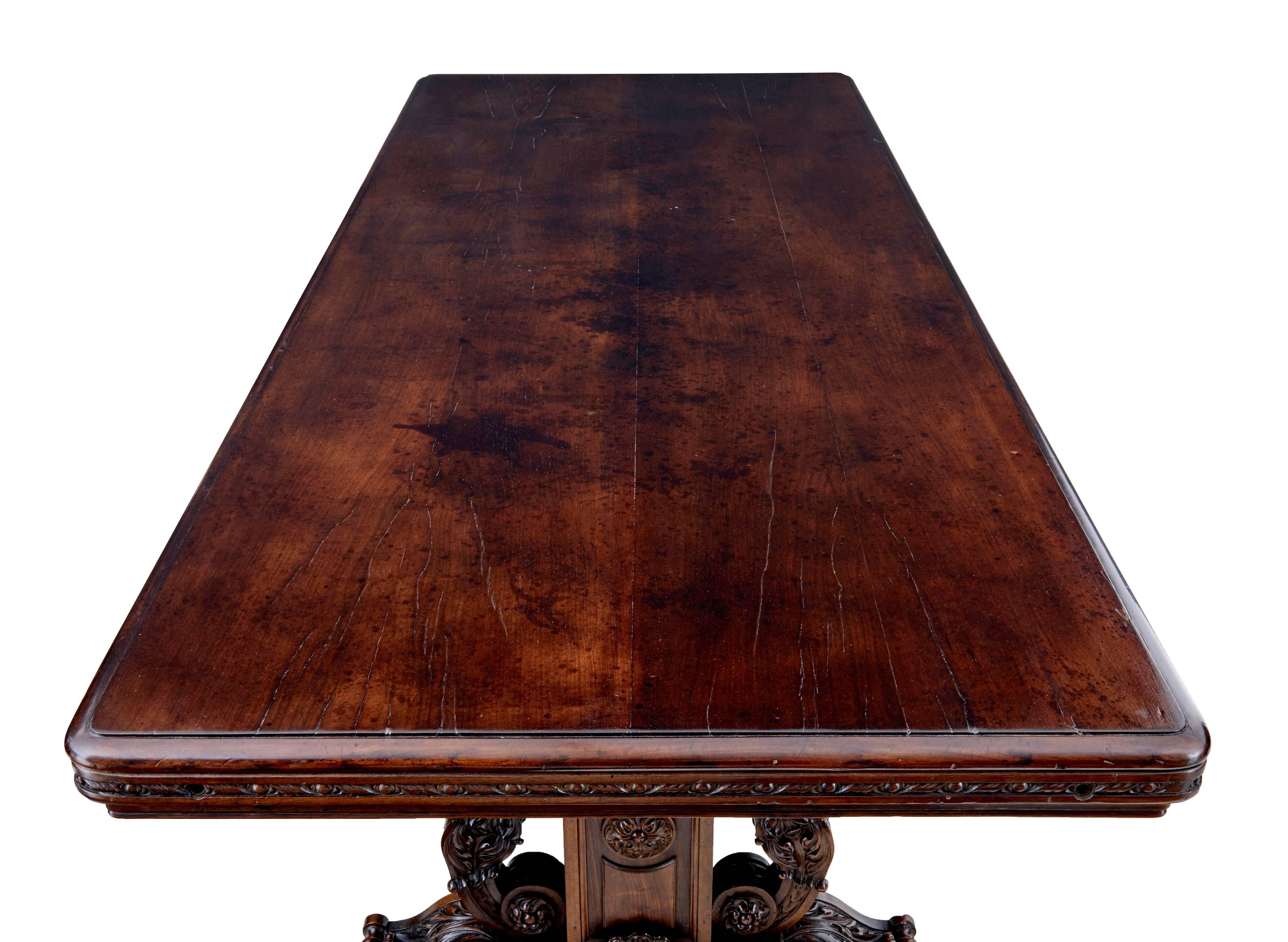Impressive 19th Century French Carved Walnut and Bronze Dining Table 1