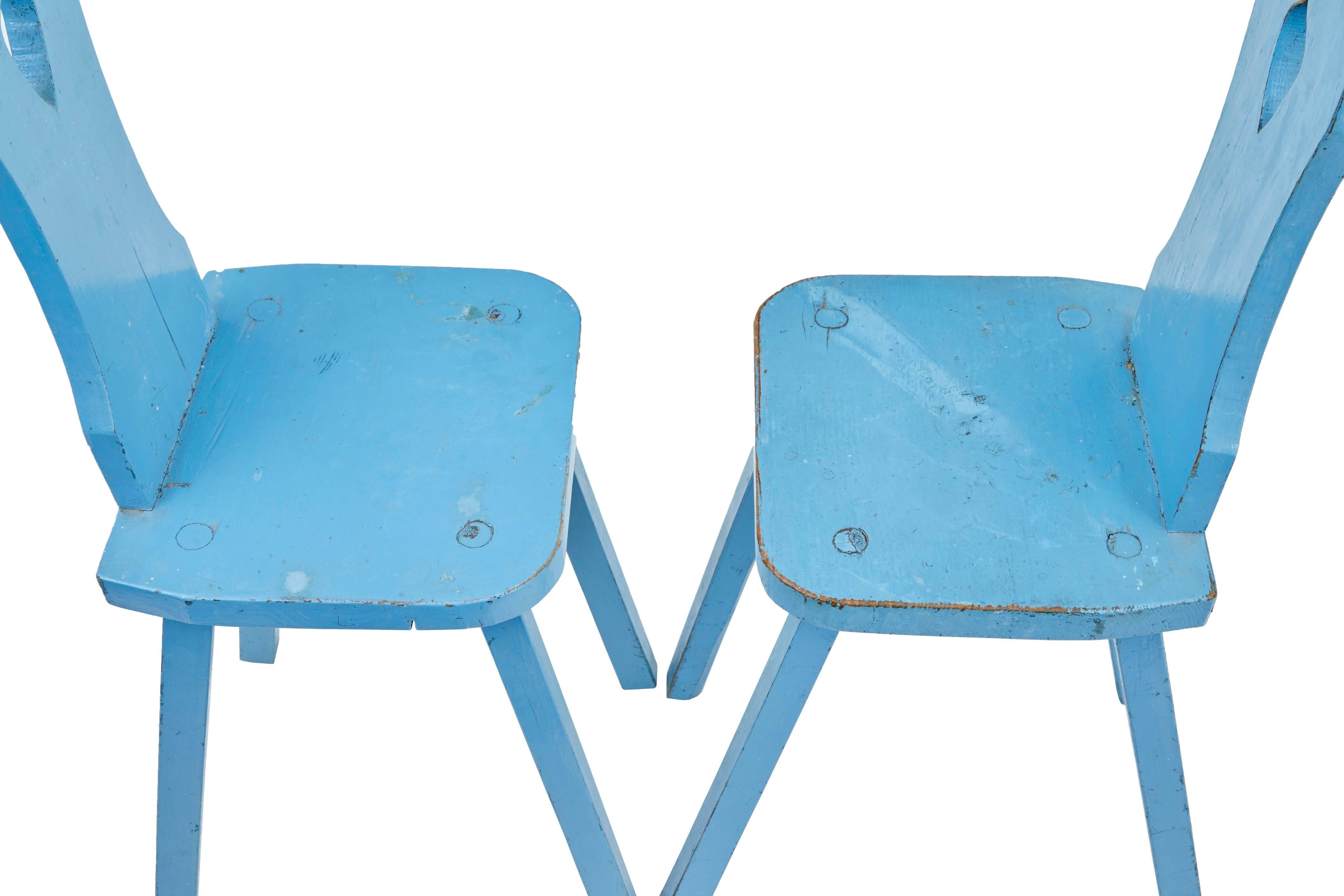 Painted Pair of Early 20th Century Swedish Pine Childrens Chairs
