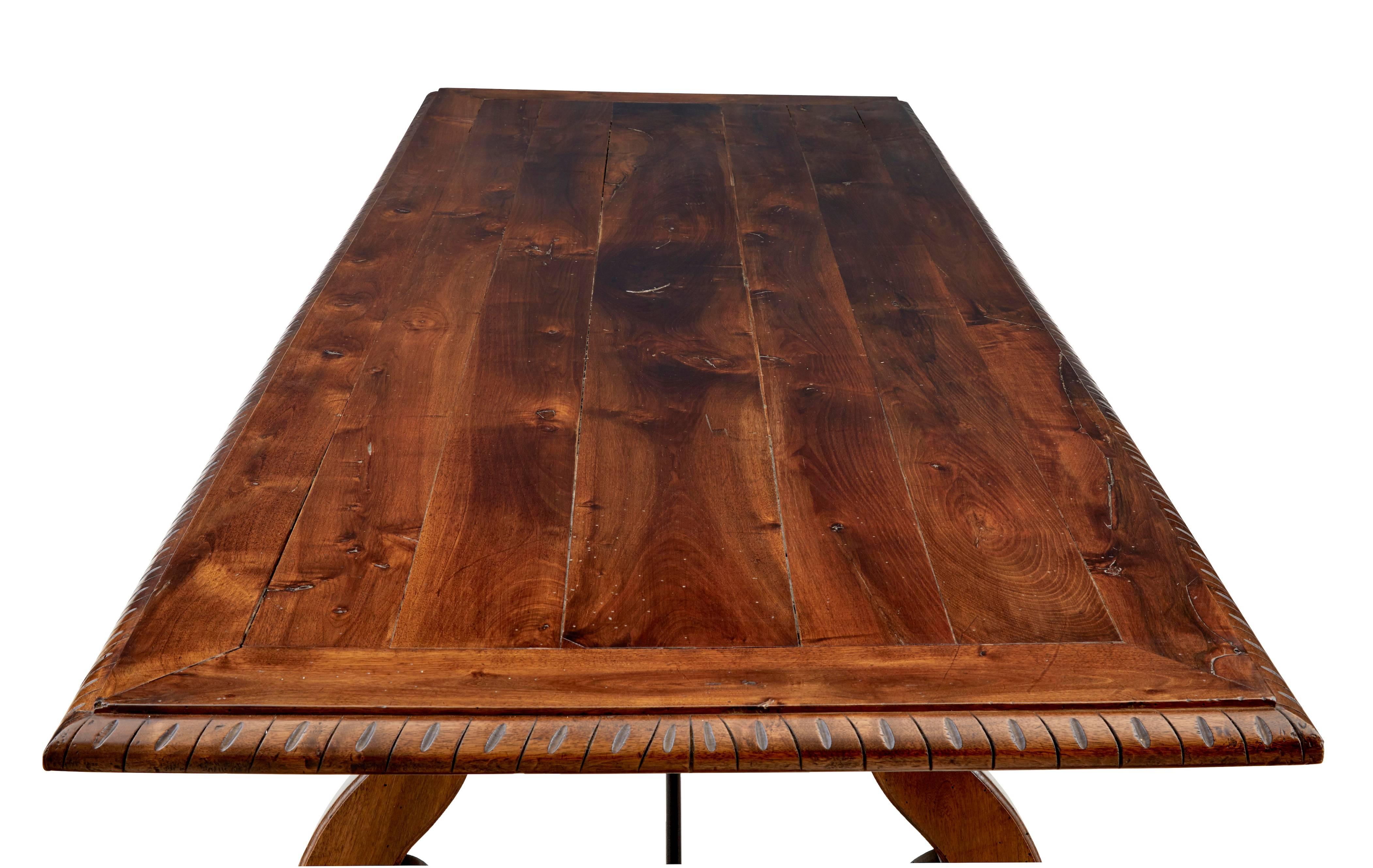 Carved Large 19th Century Spanish Refectory Dining Table